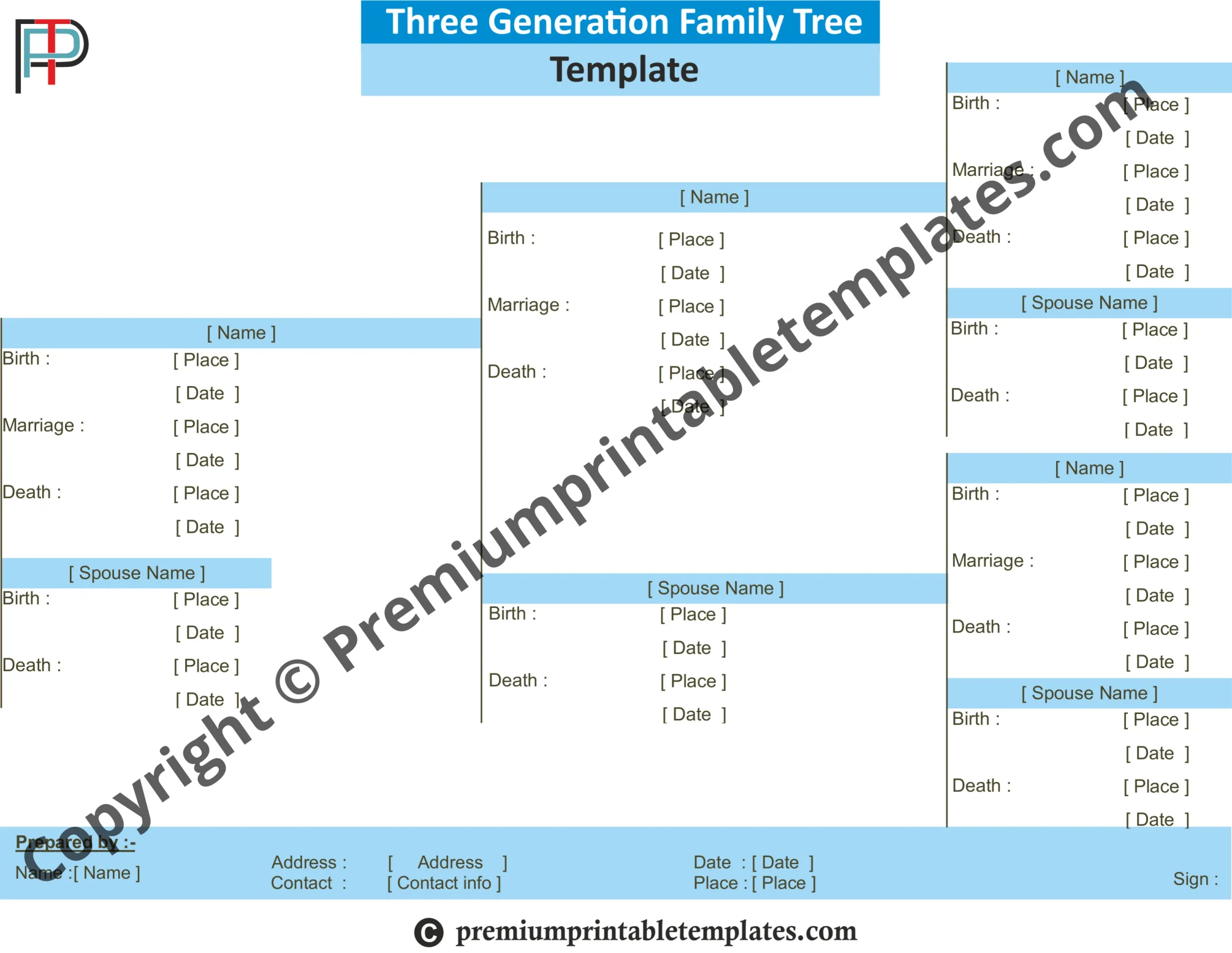 3 Generation Family Tree Template