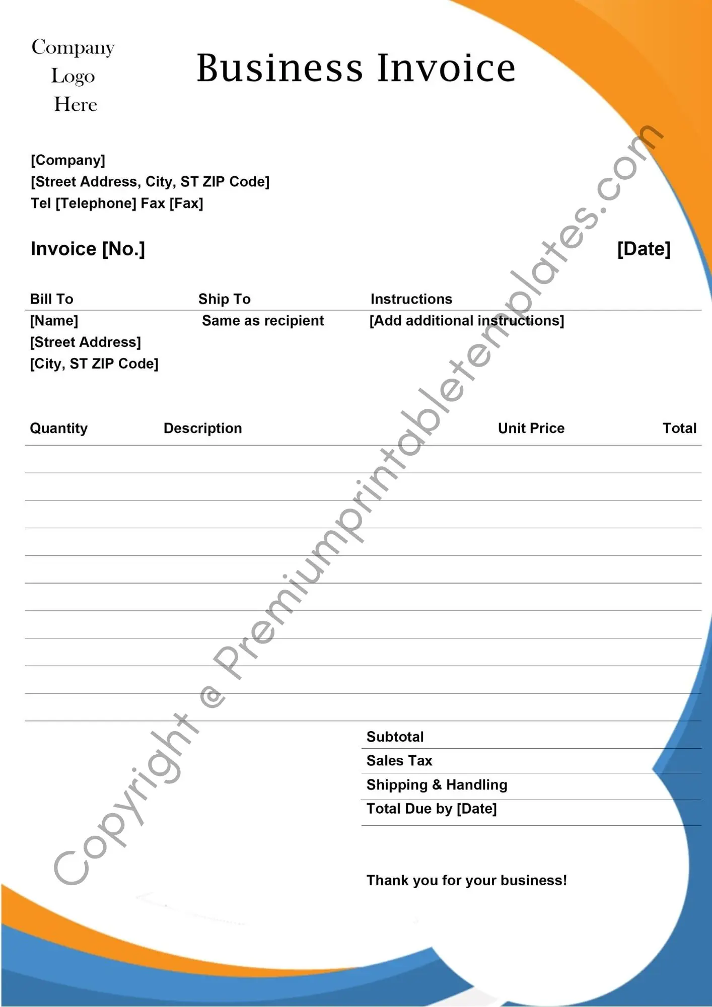 Business Invoice Template