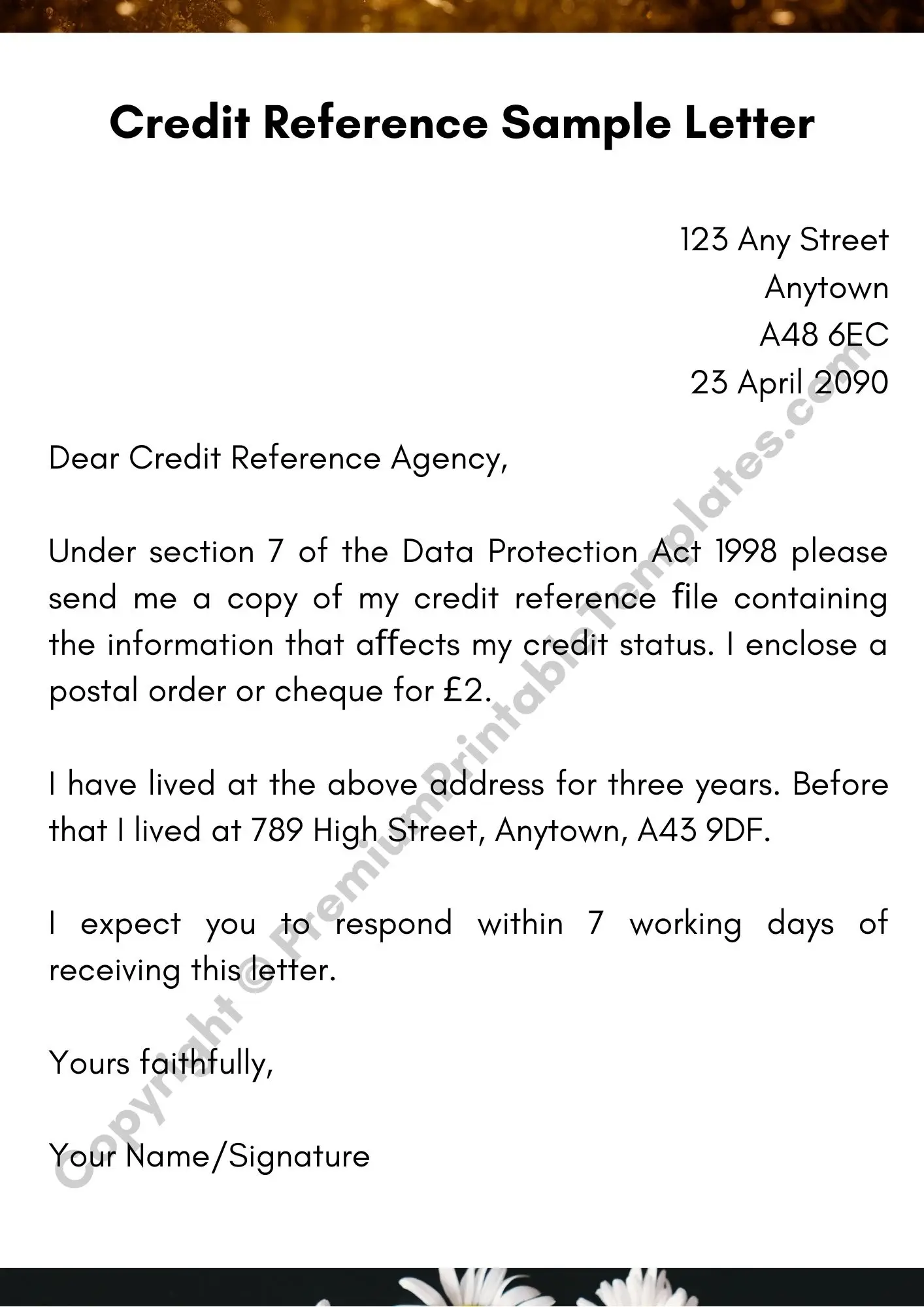 Credit Reference Letter Template