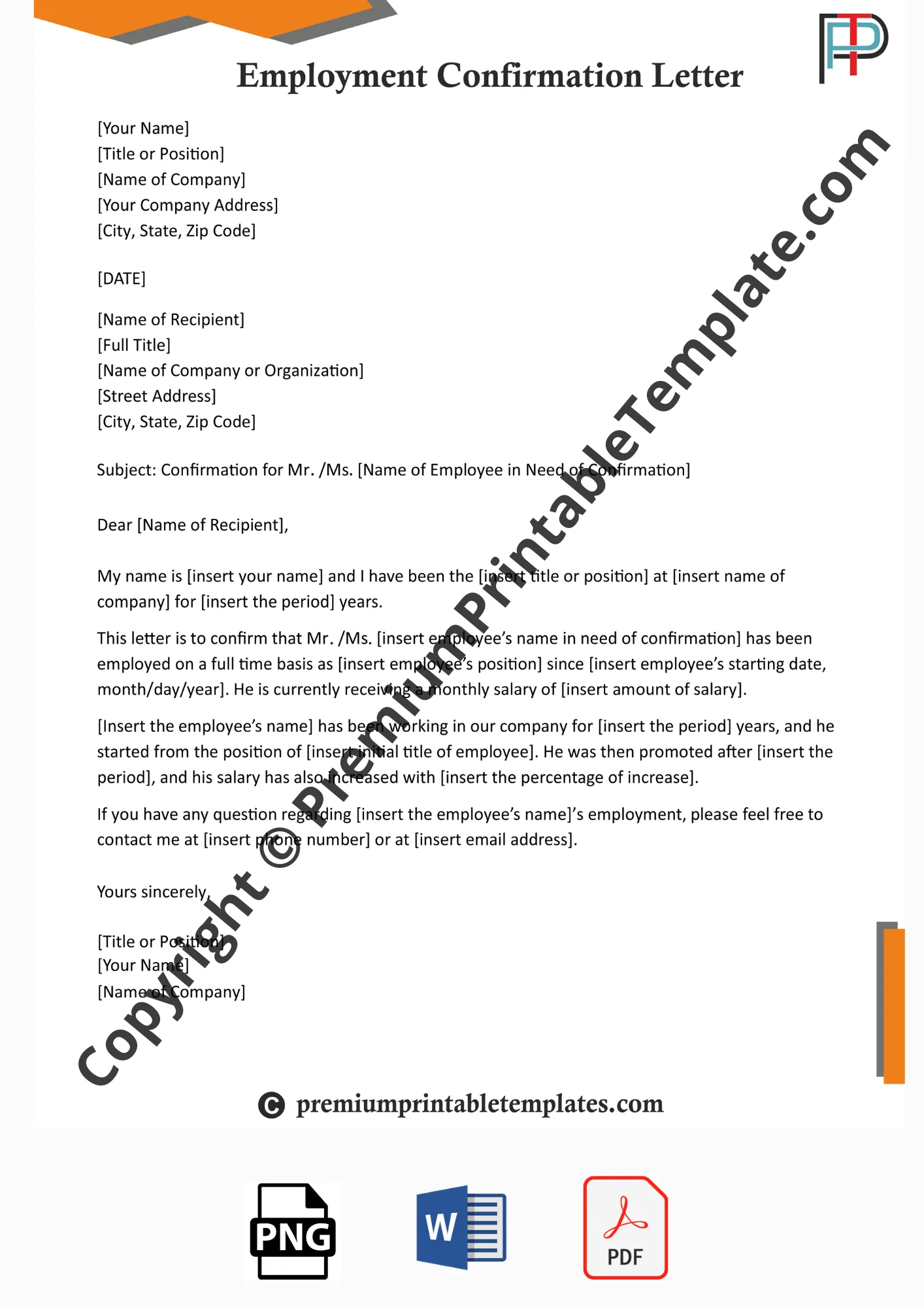 Employment Confirmation Letter