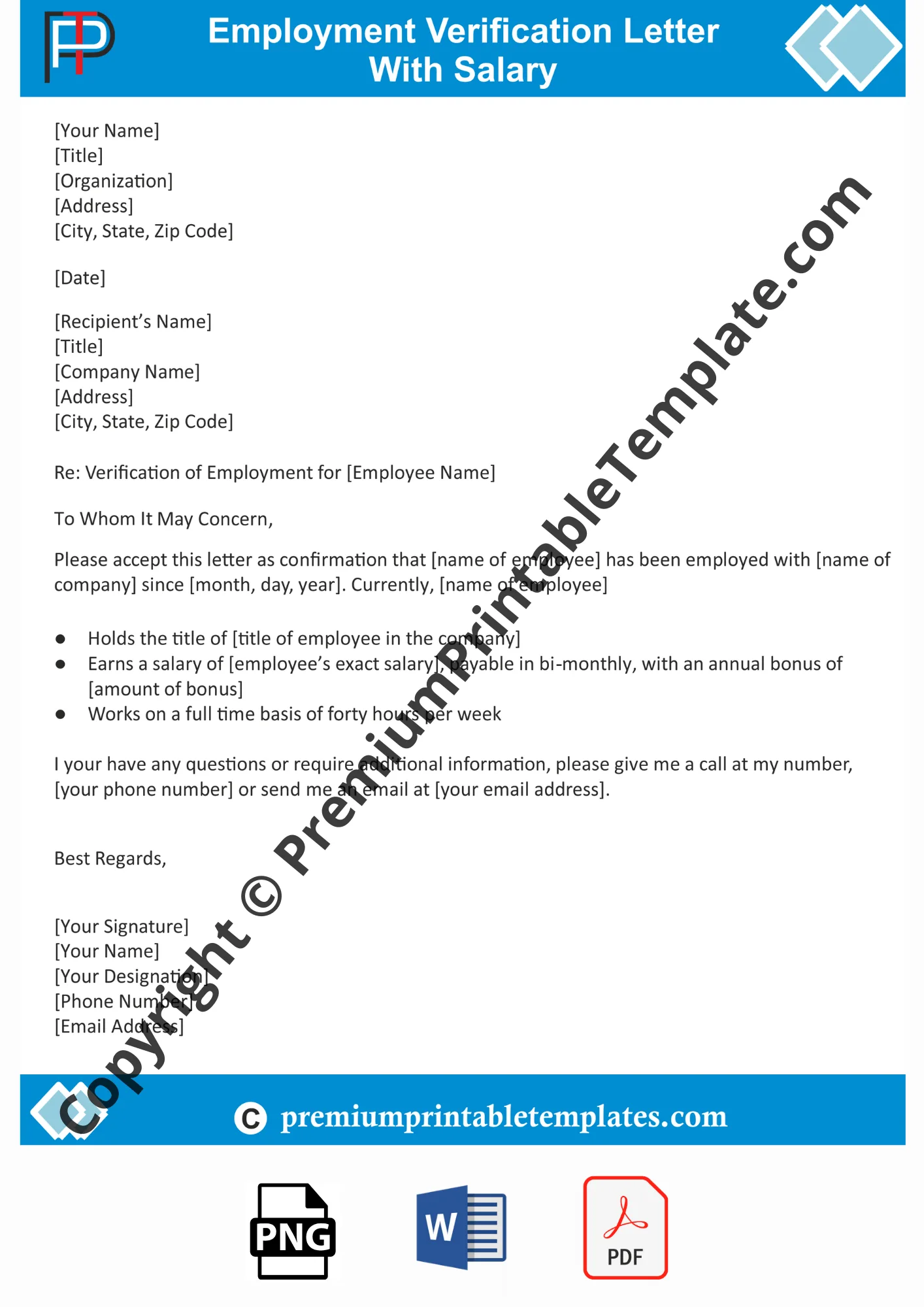 Employment Verification Letter with salary
