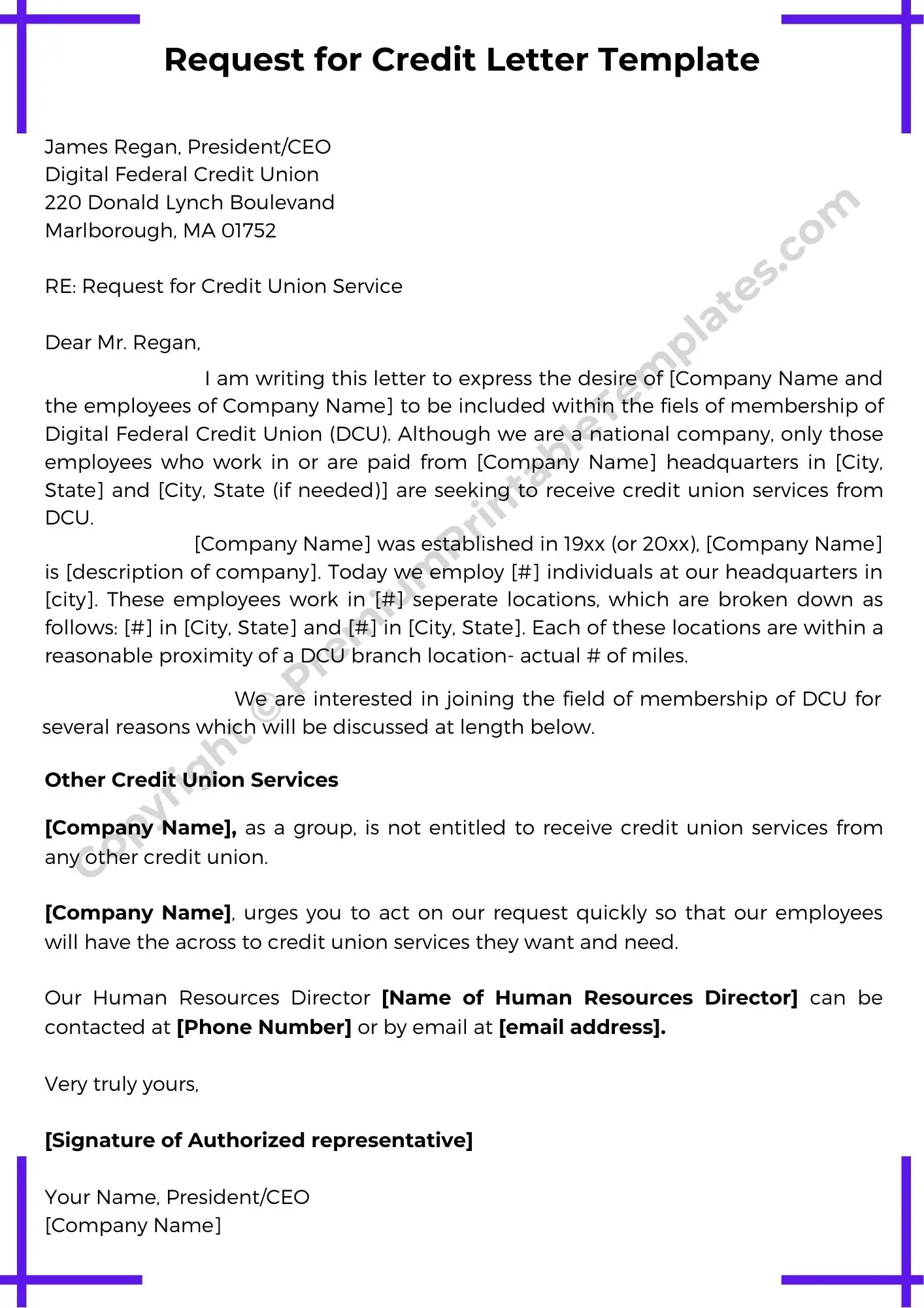 Request for Credit Letter Template