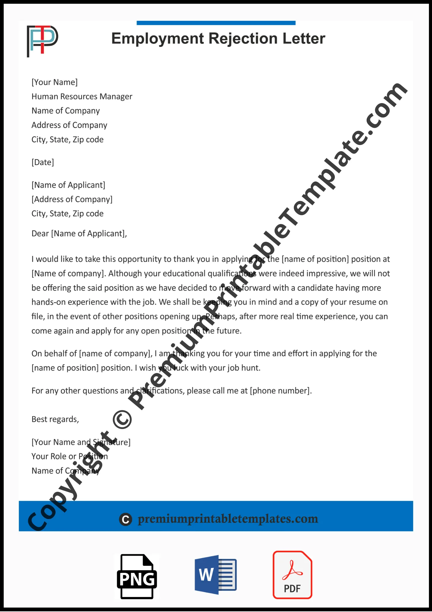 employment rejection letter