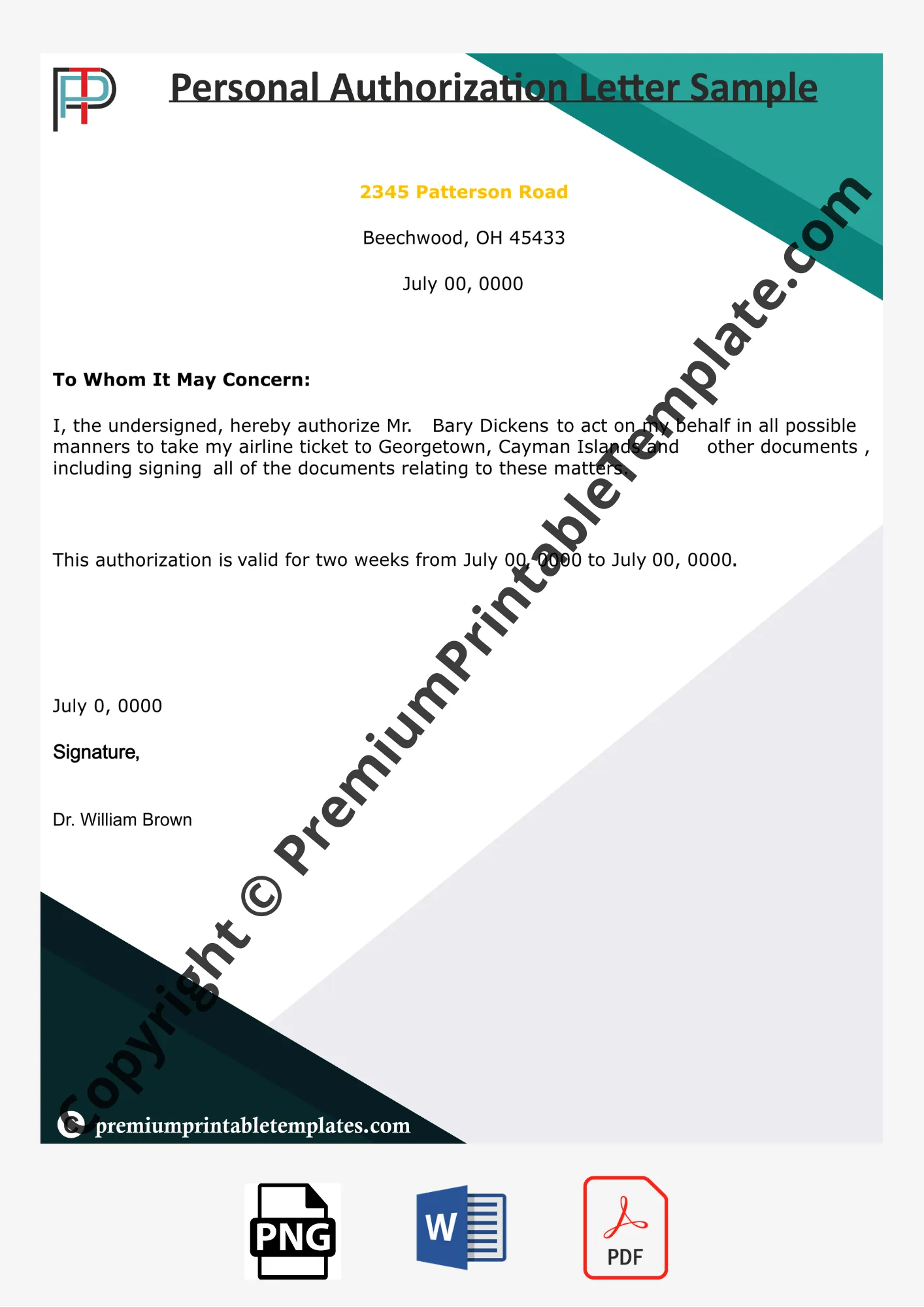 Personal Authorization Letter