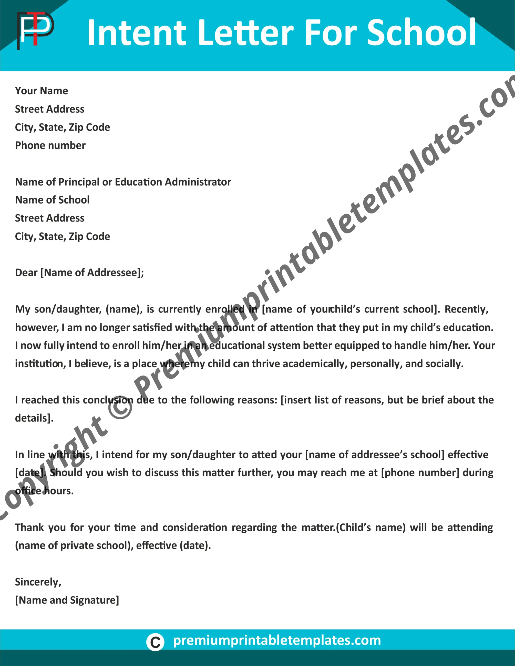 letter of intent for graduate school