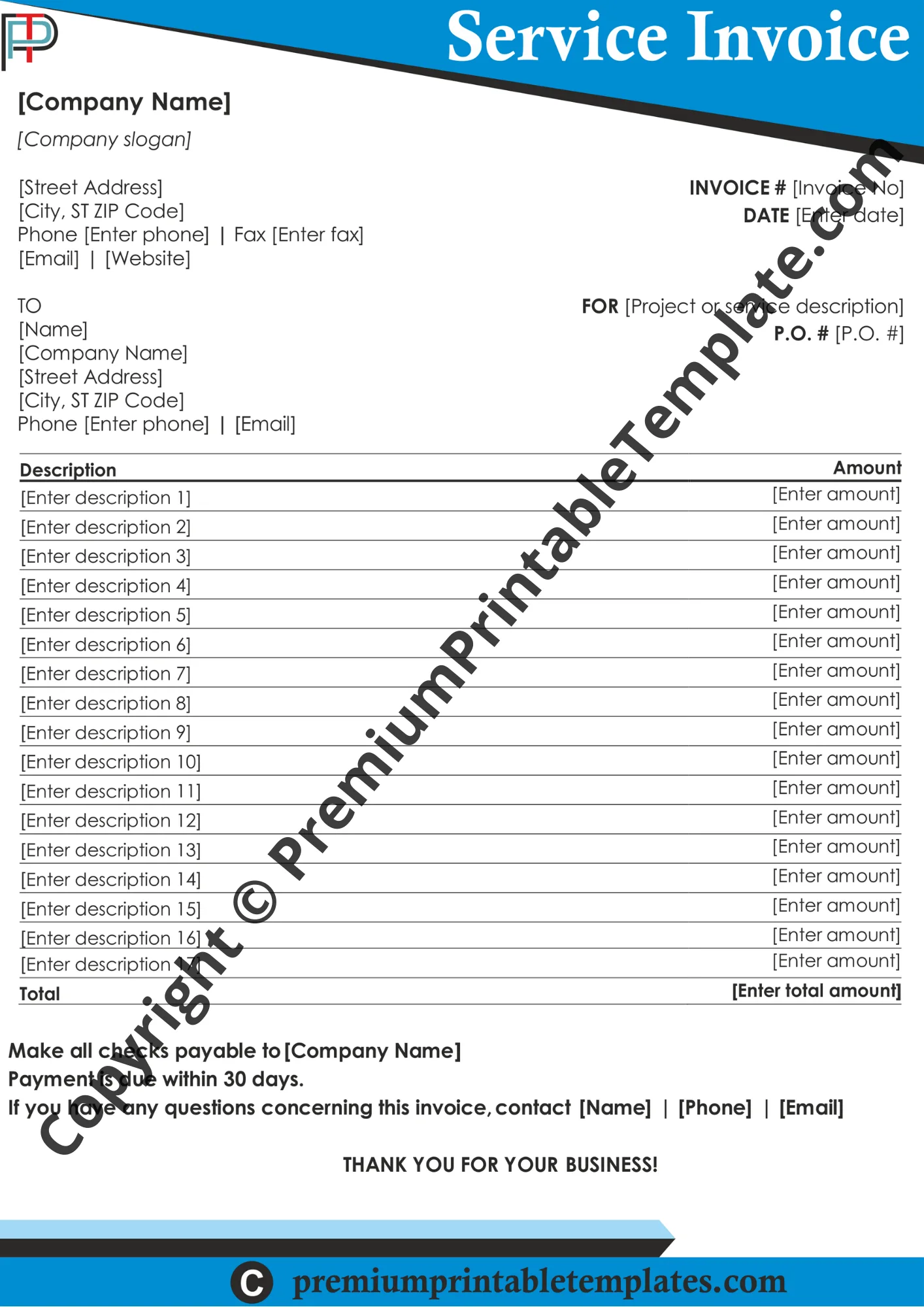 service invoice template
