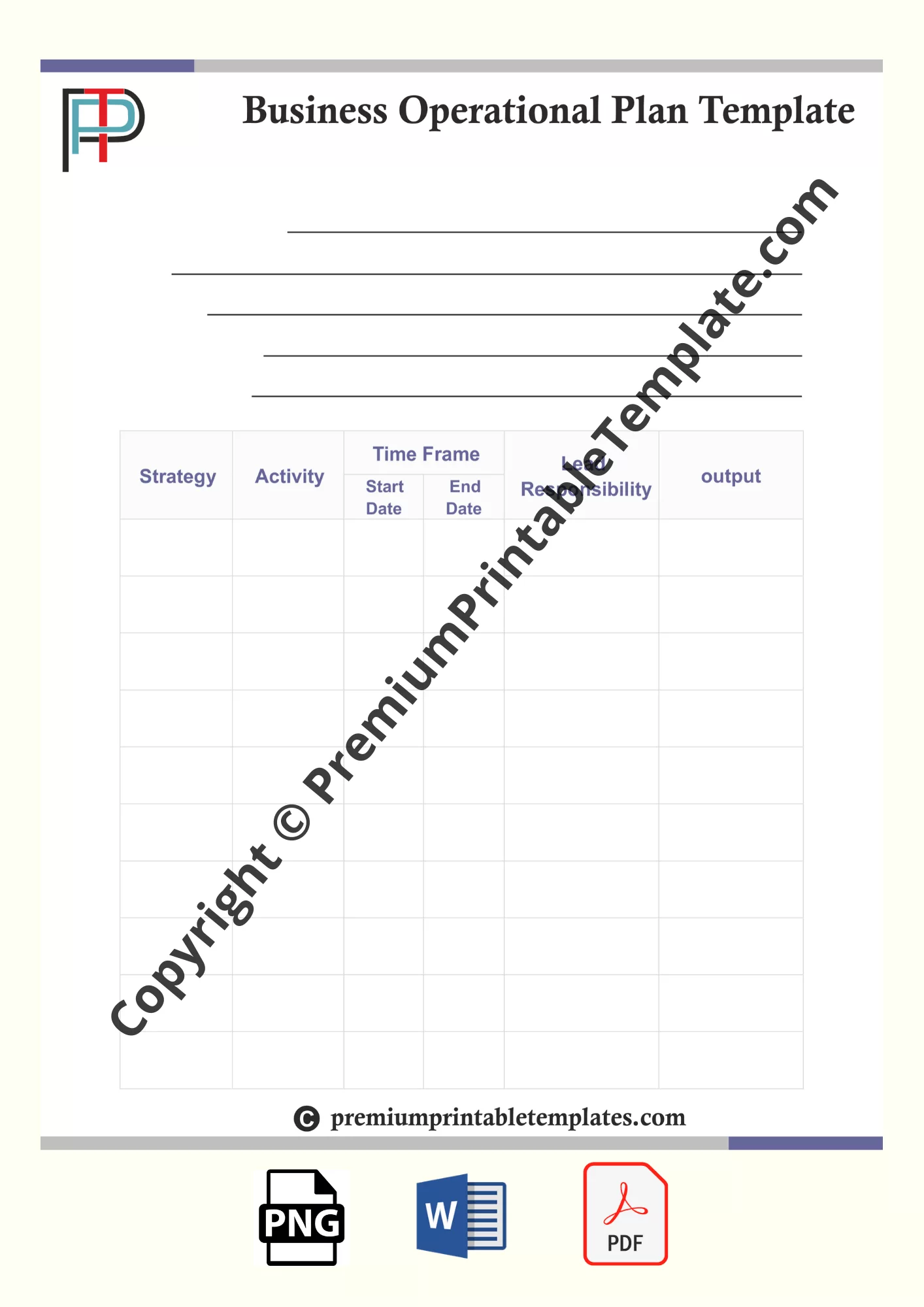 Business Operational Plan Template