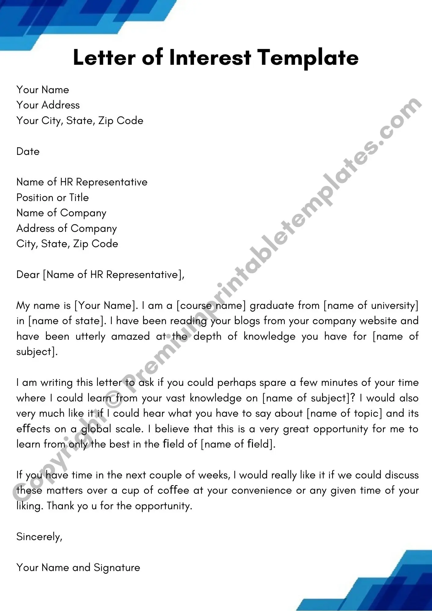 Letter of Interest Template