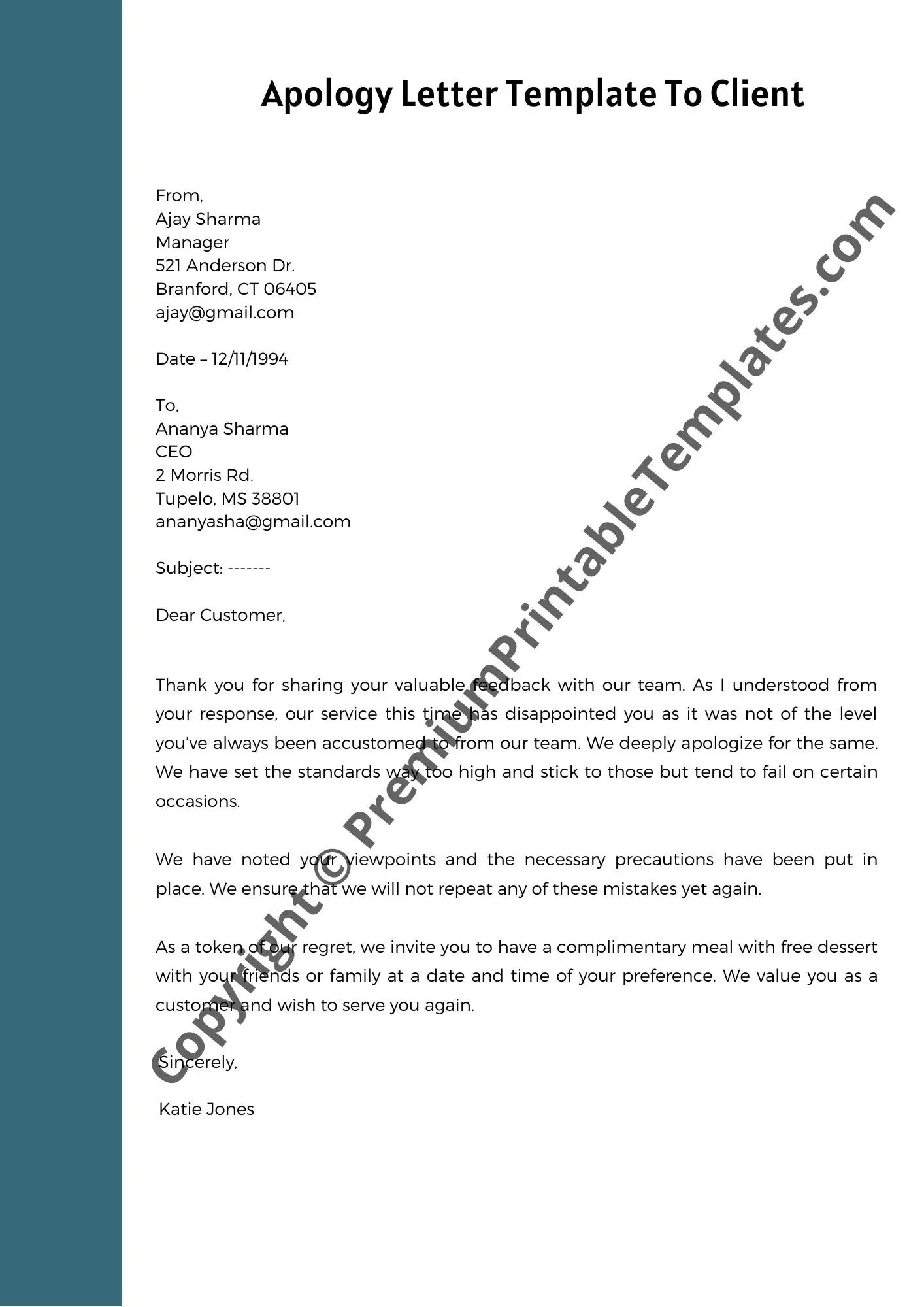 Apology Letter Template To Client