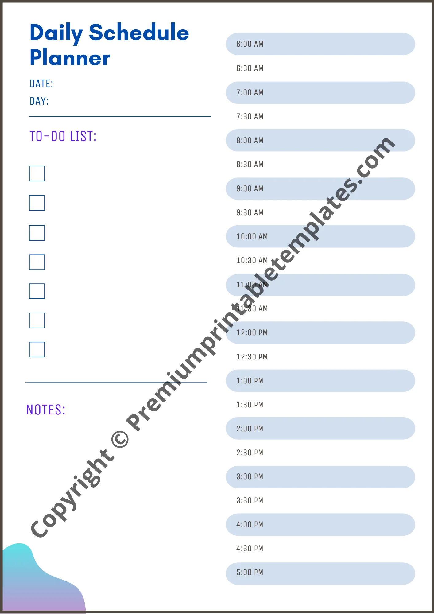 daily schedule template