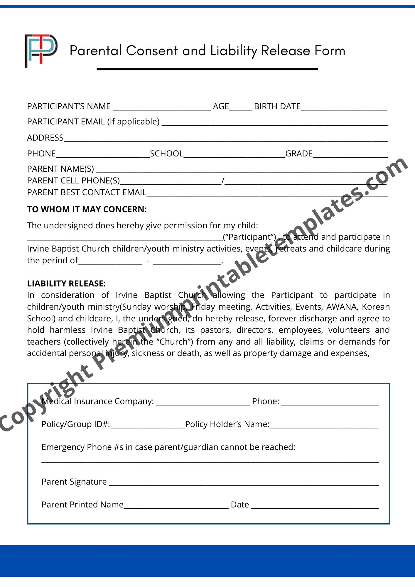 Release of liability form