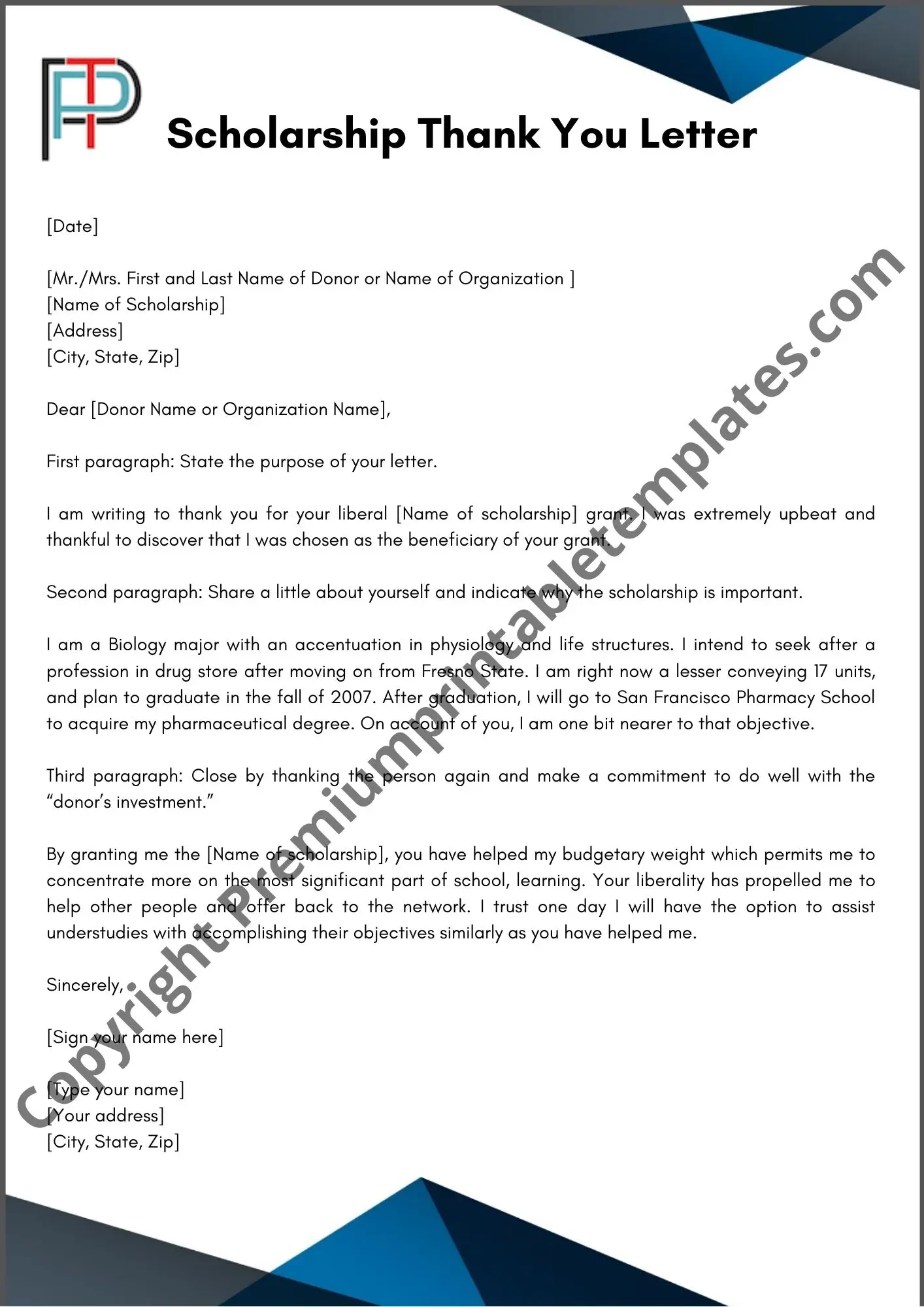 Thank You Letter For Scholarship