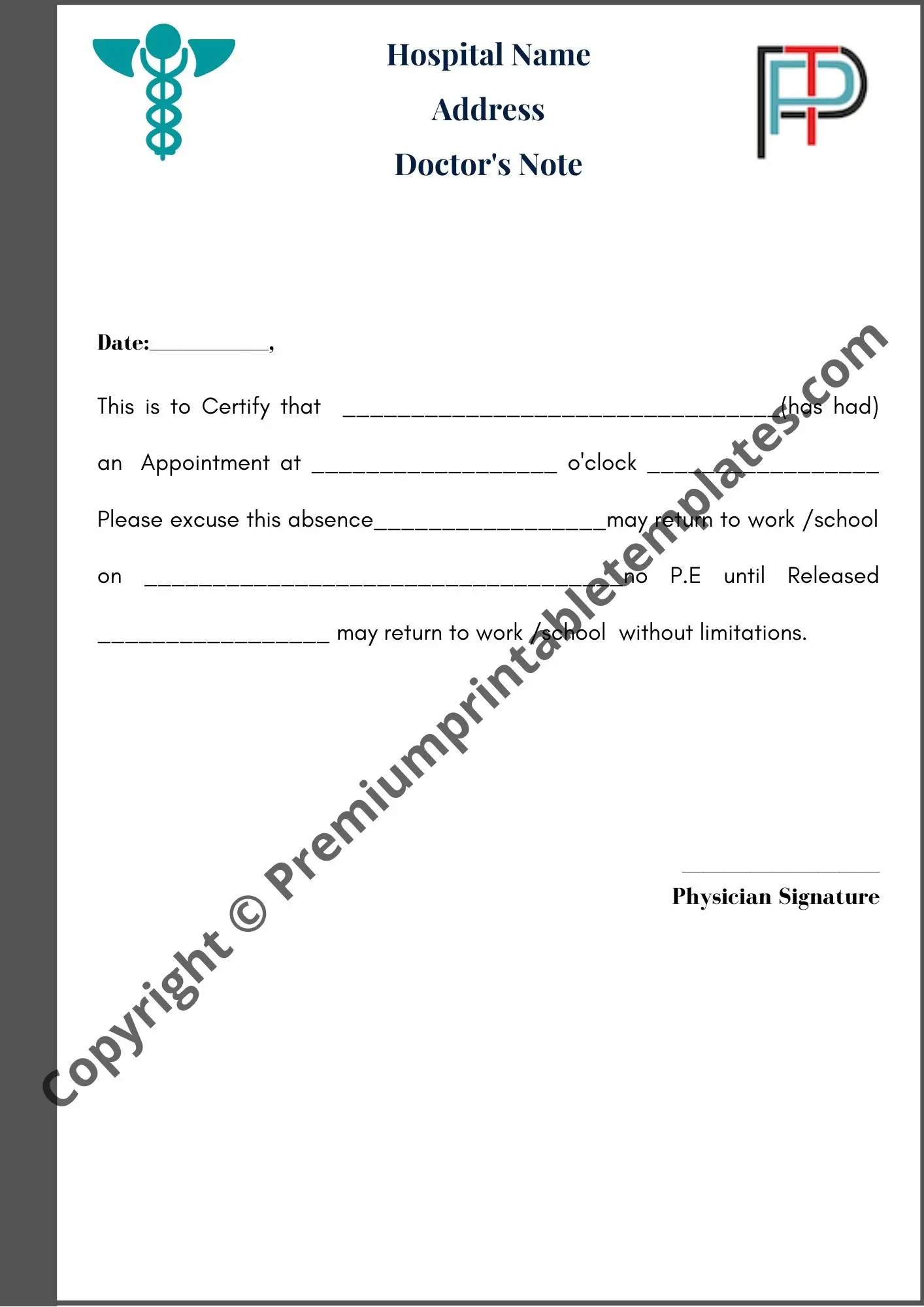real doctors note for work