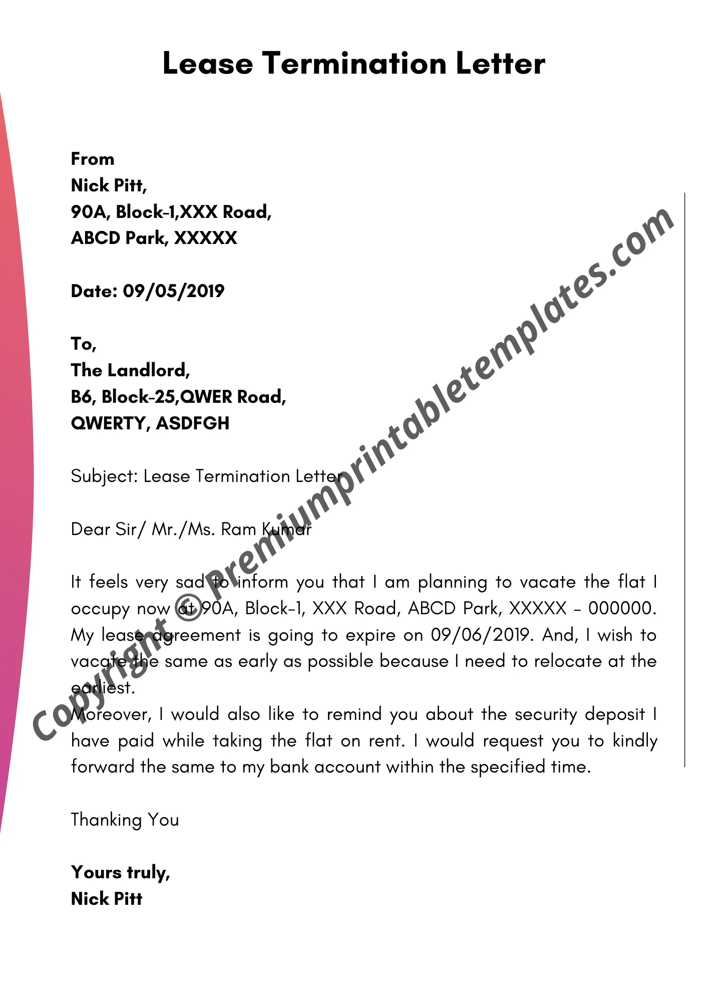 Lease Termination Letter
