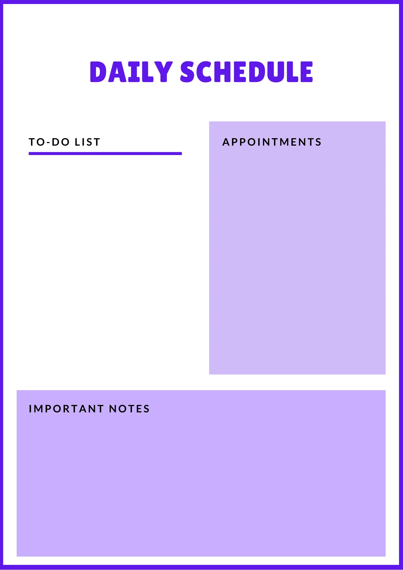 daily schedule template