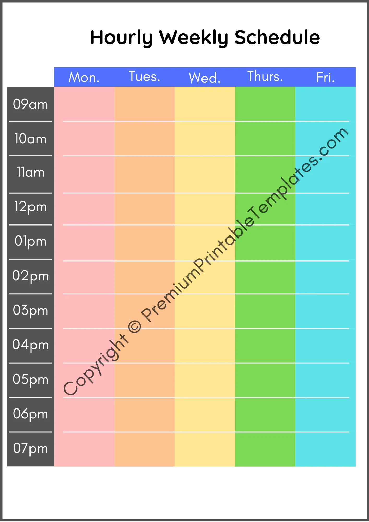 Hourly Schedule Template