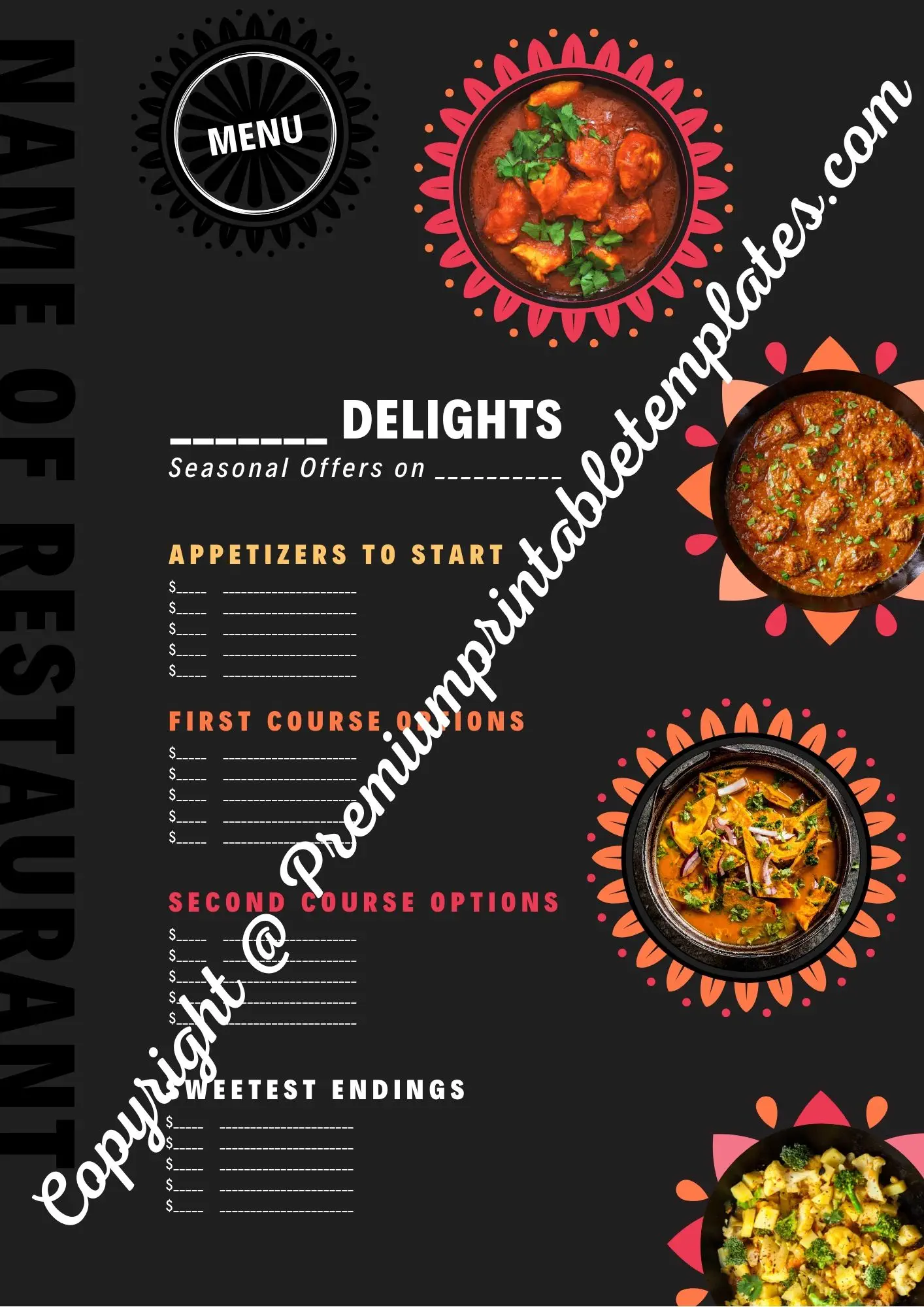 menu template