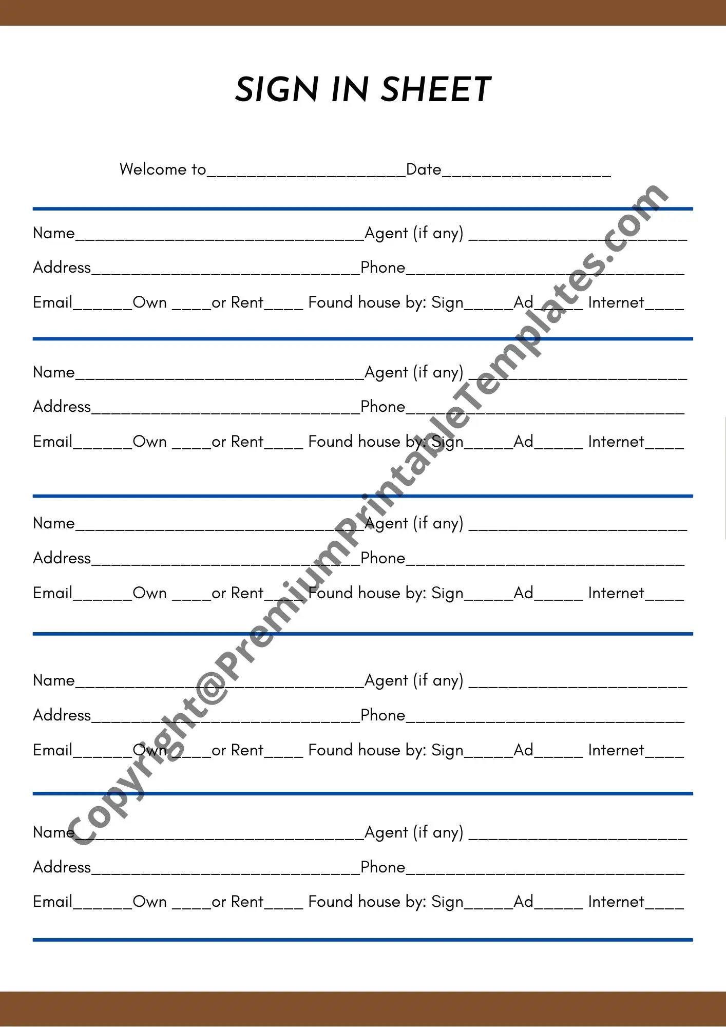 Open House Sign in Sheet