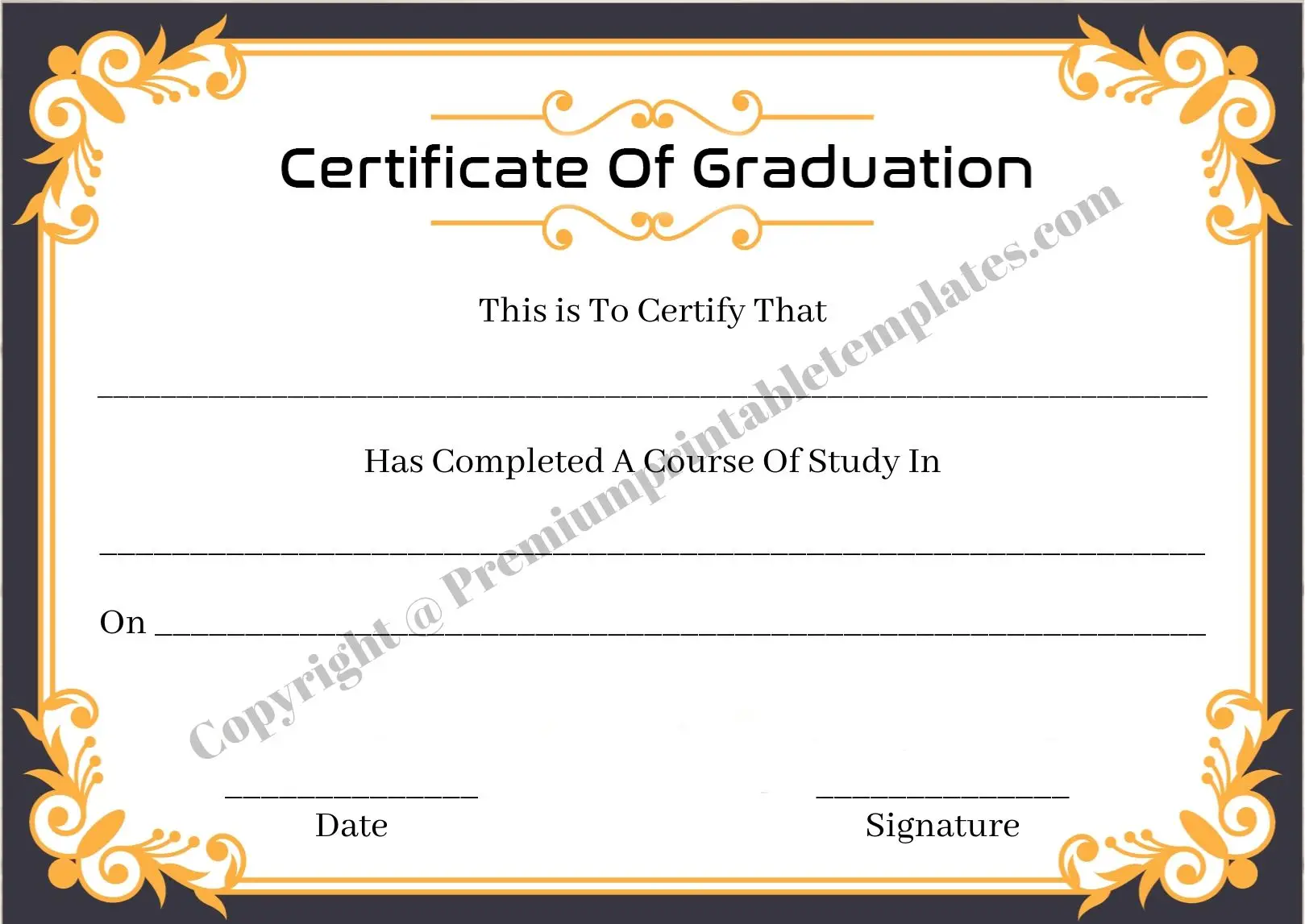 Certificate Of Graduation High School