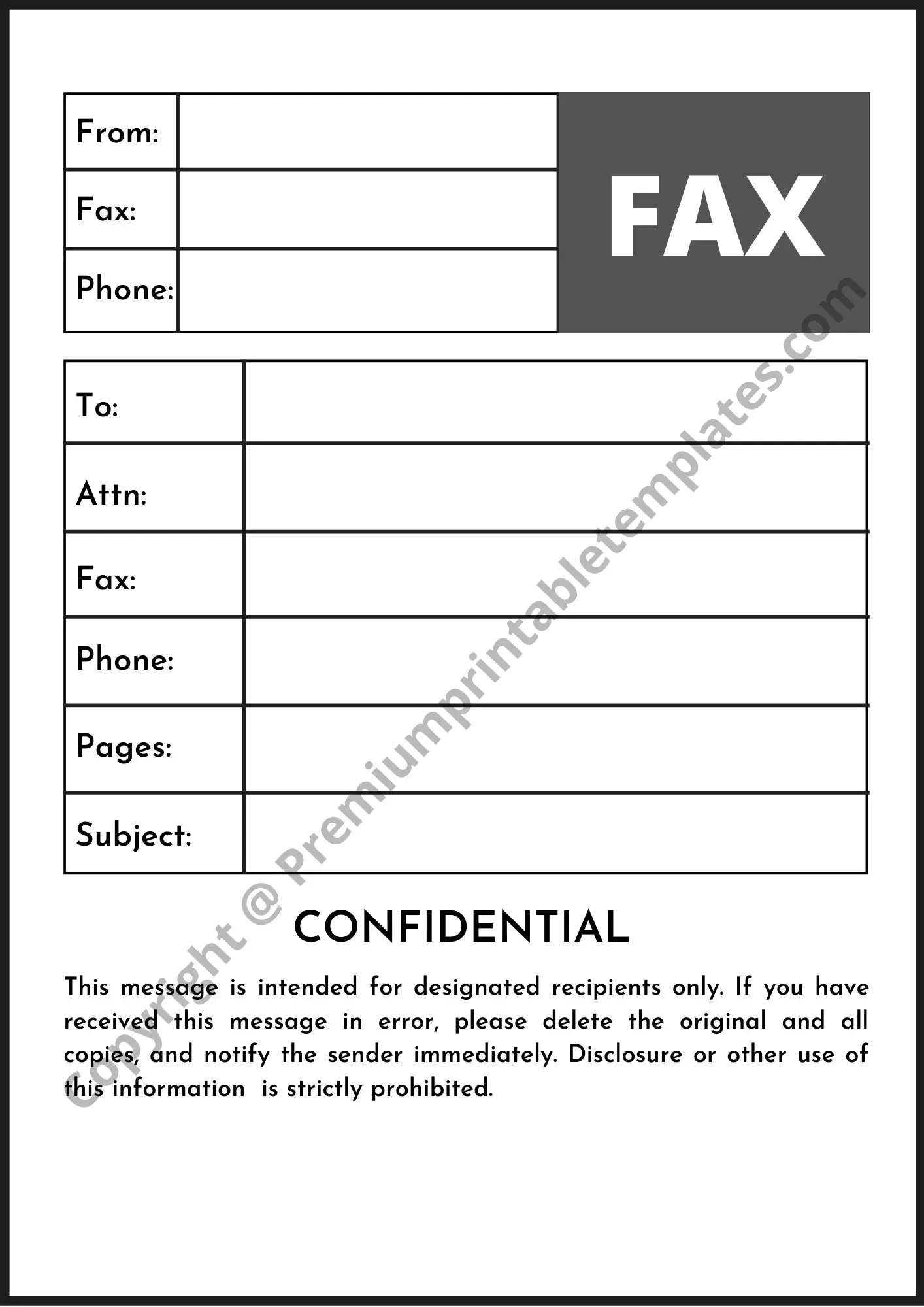 paramount confidential fax cover sheet