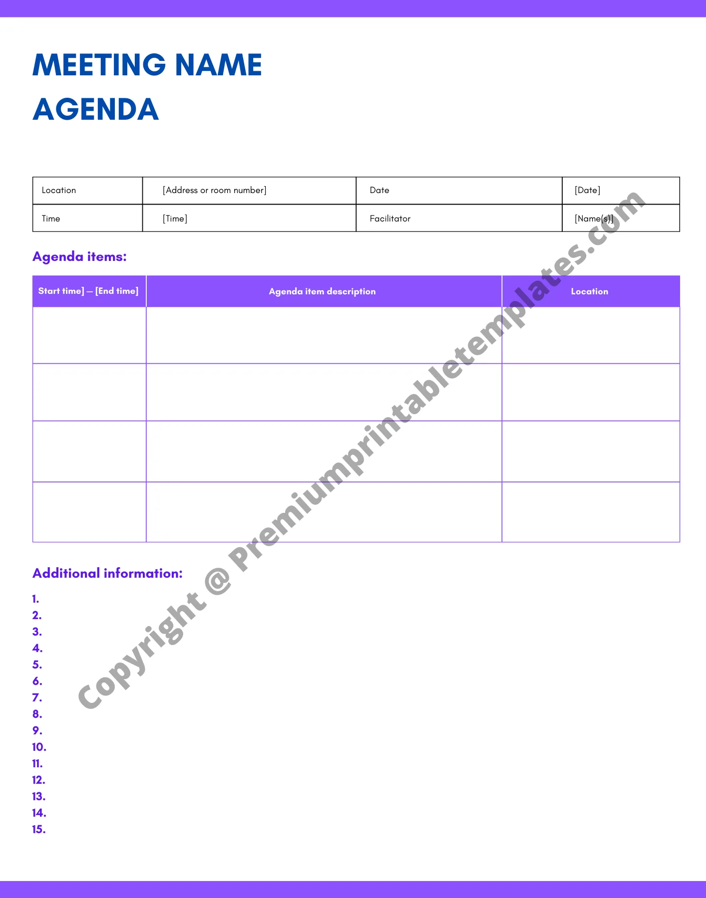 Meeting Agenda Description Template