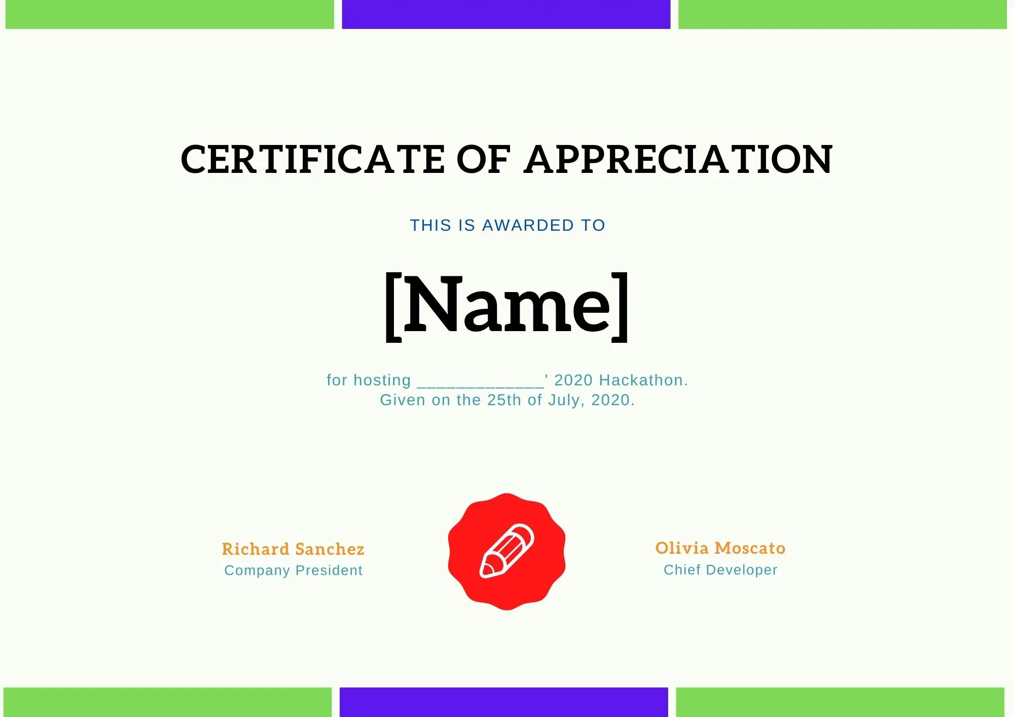 free Certificate of appreciation