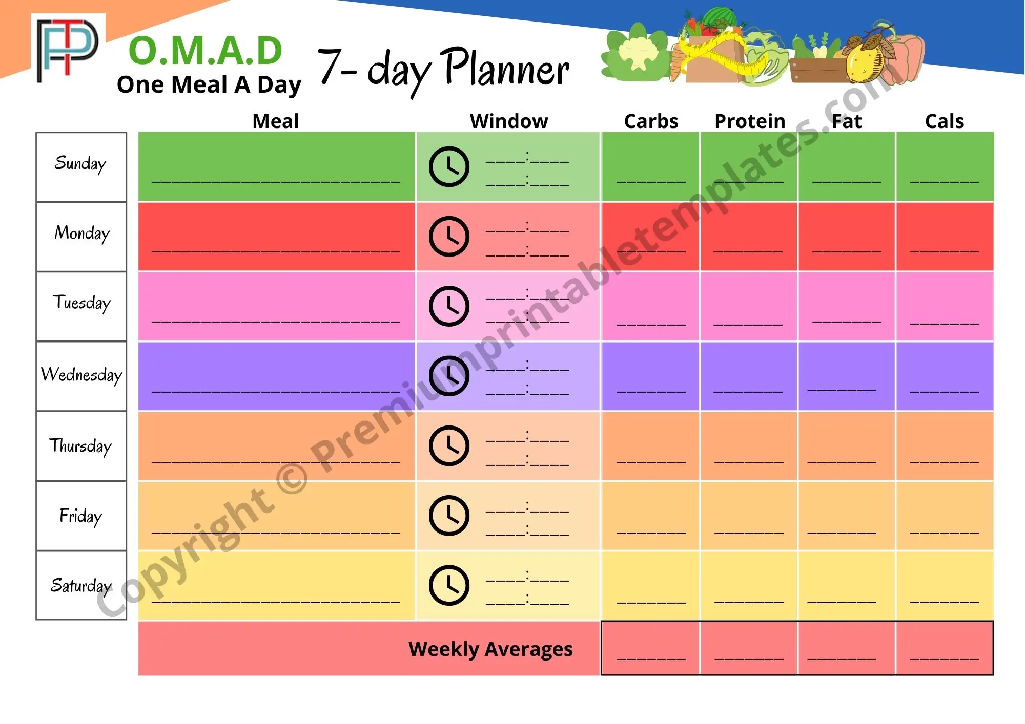 OMAD One Meal A Day Planner, Tracker
