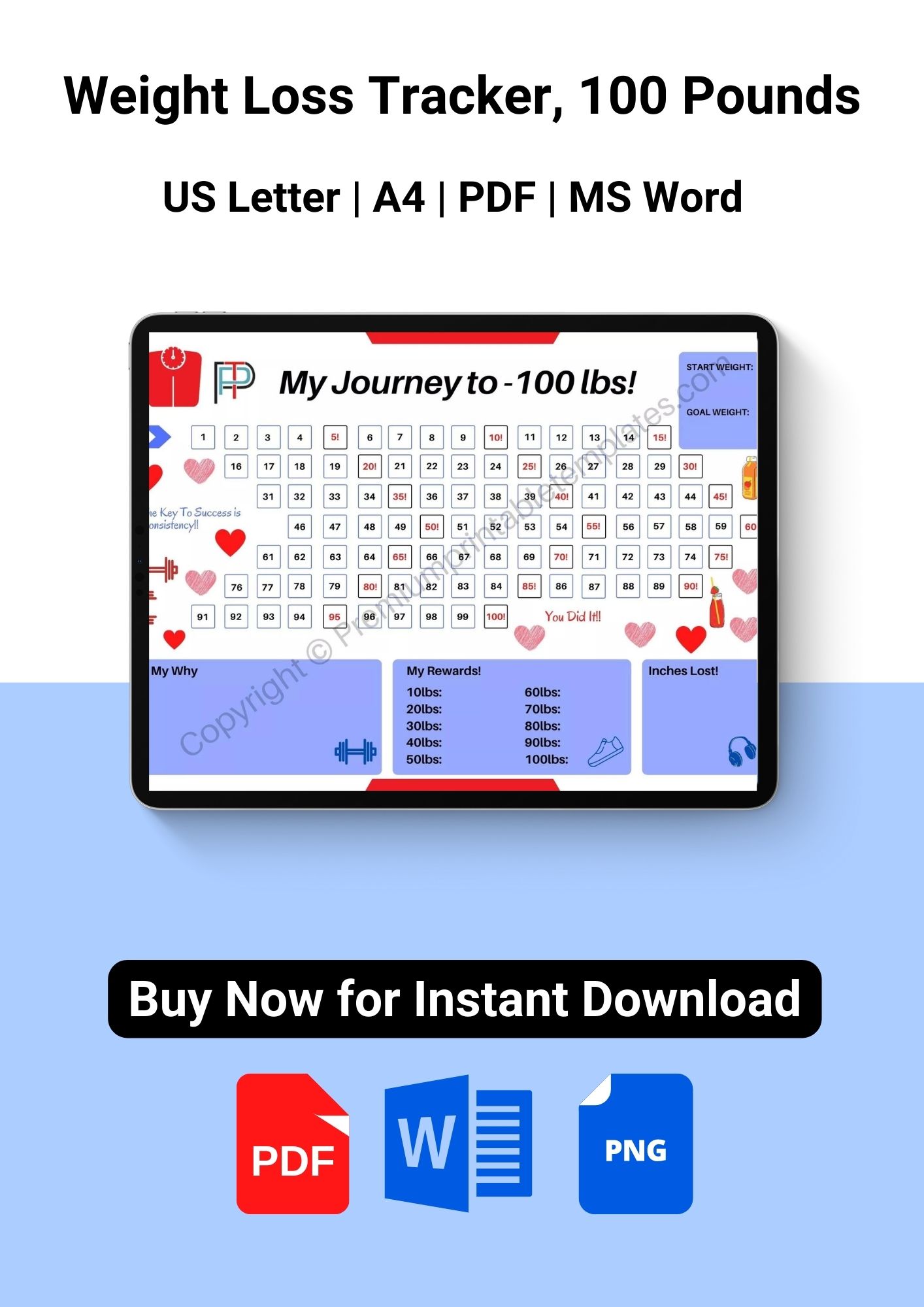 Weight Loss Tracker, 100 Pounds