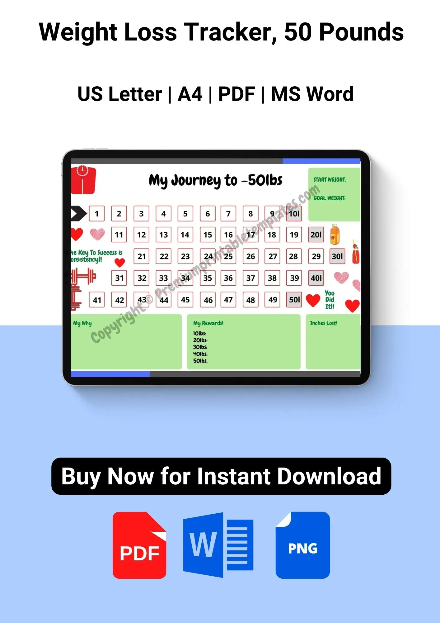 Weight Loss Tracker, 50 Pounds