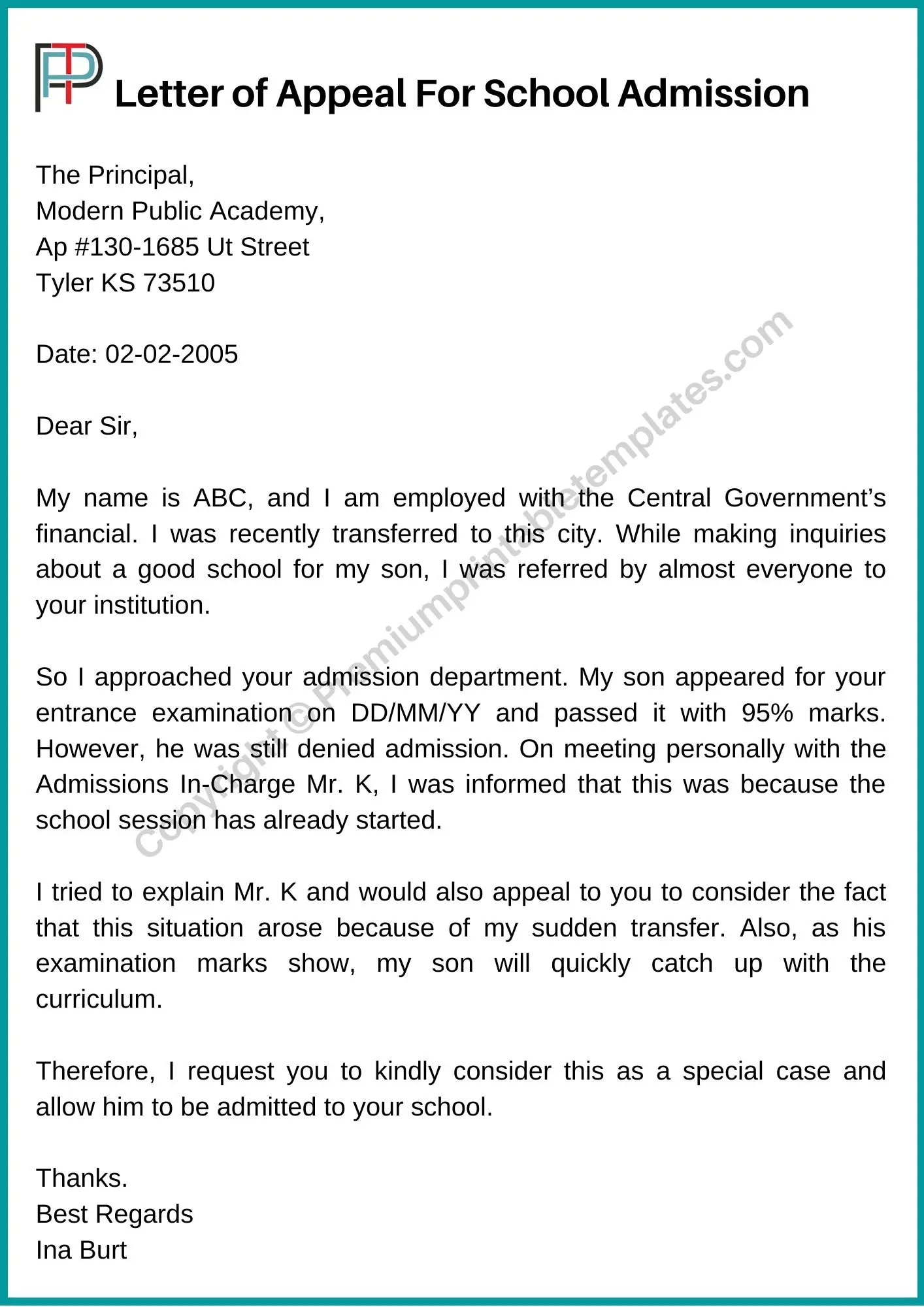 Printable Appeal Letter