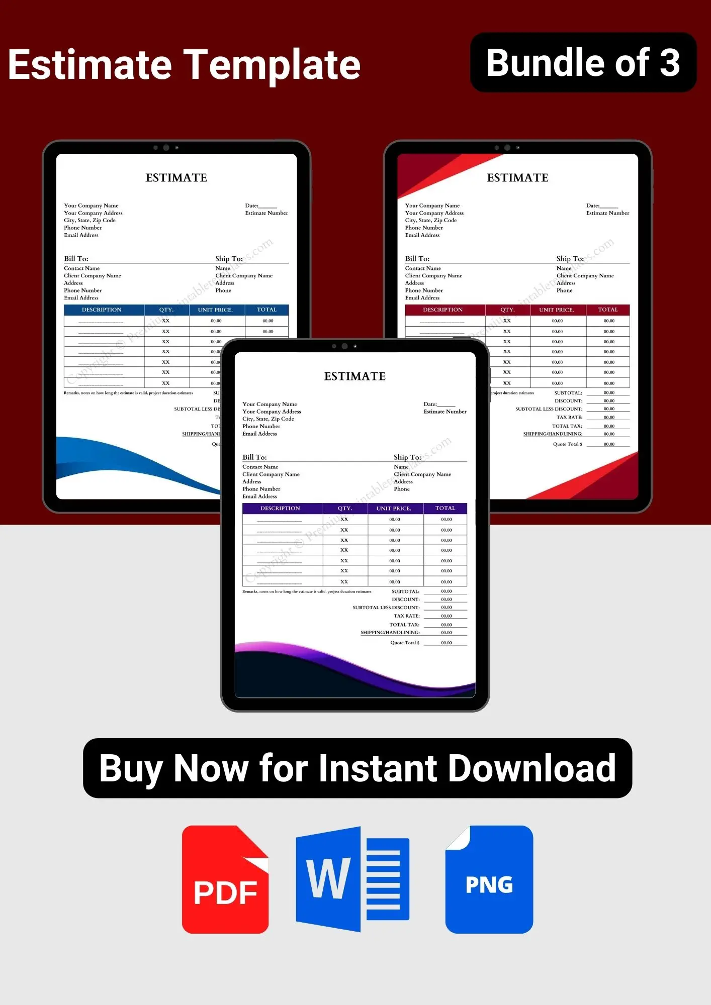 Estimate Template in Word, PDF and Excel