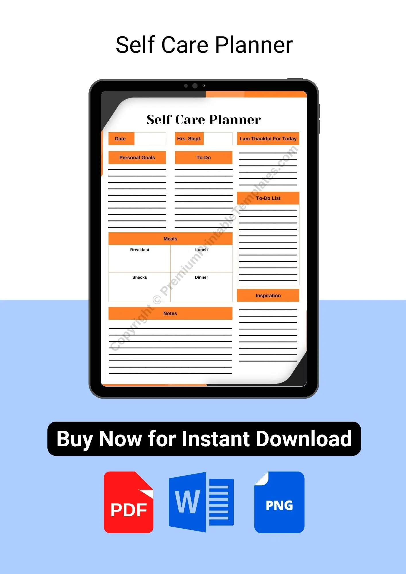 Self Care Planner