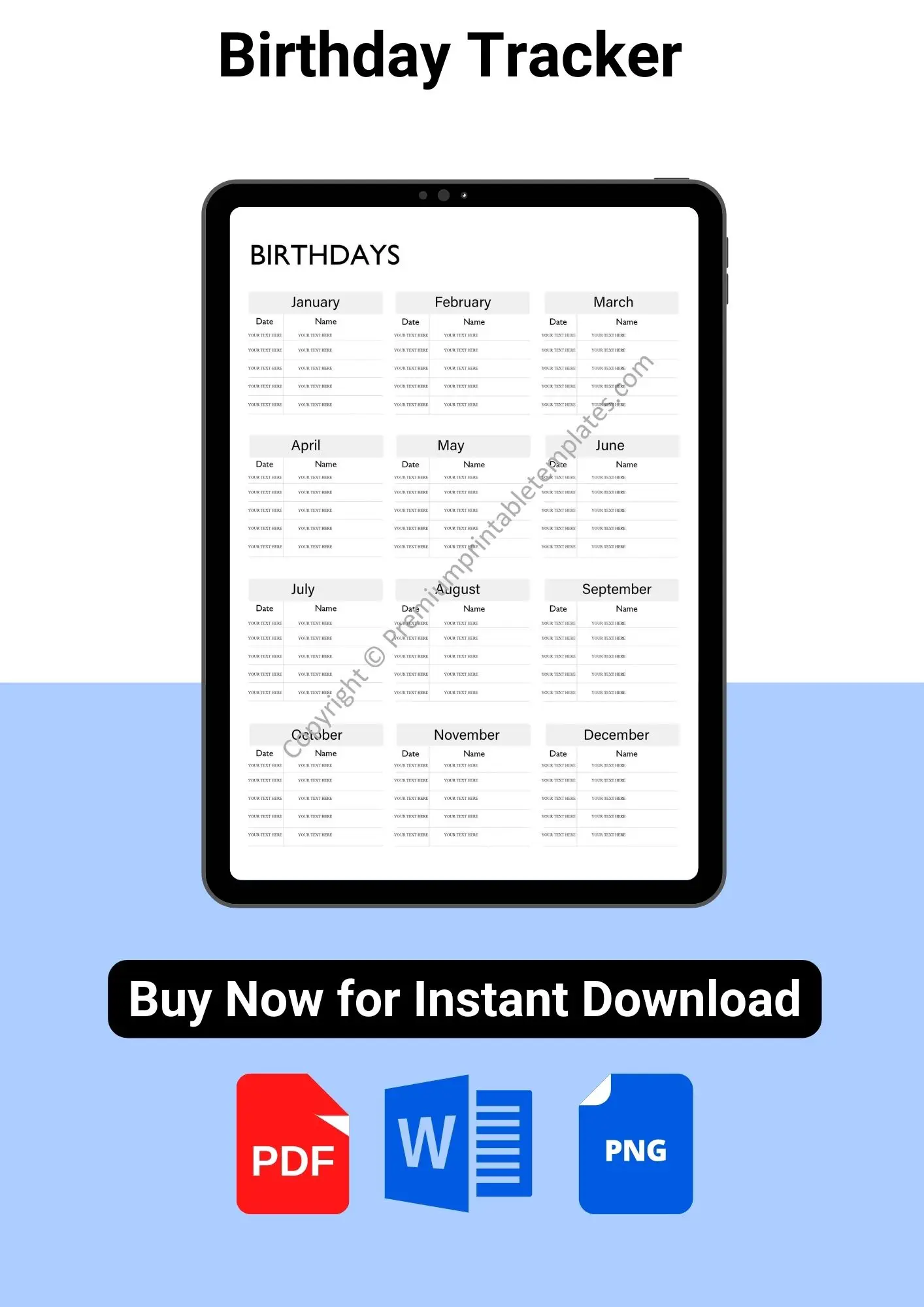 Birthday Tracker Template