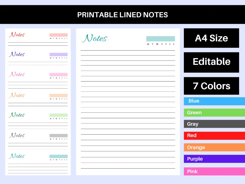 Printable Lined Notes PDF