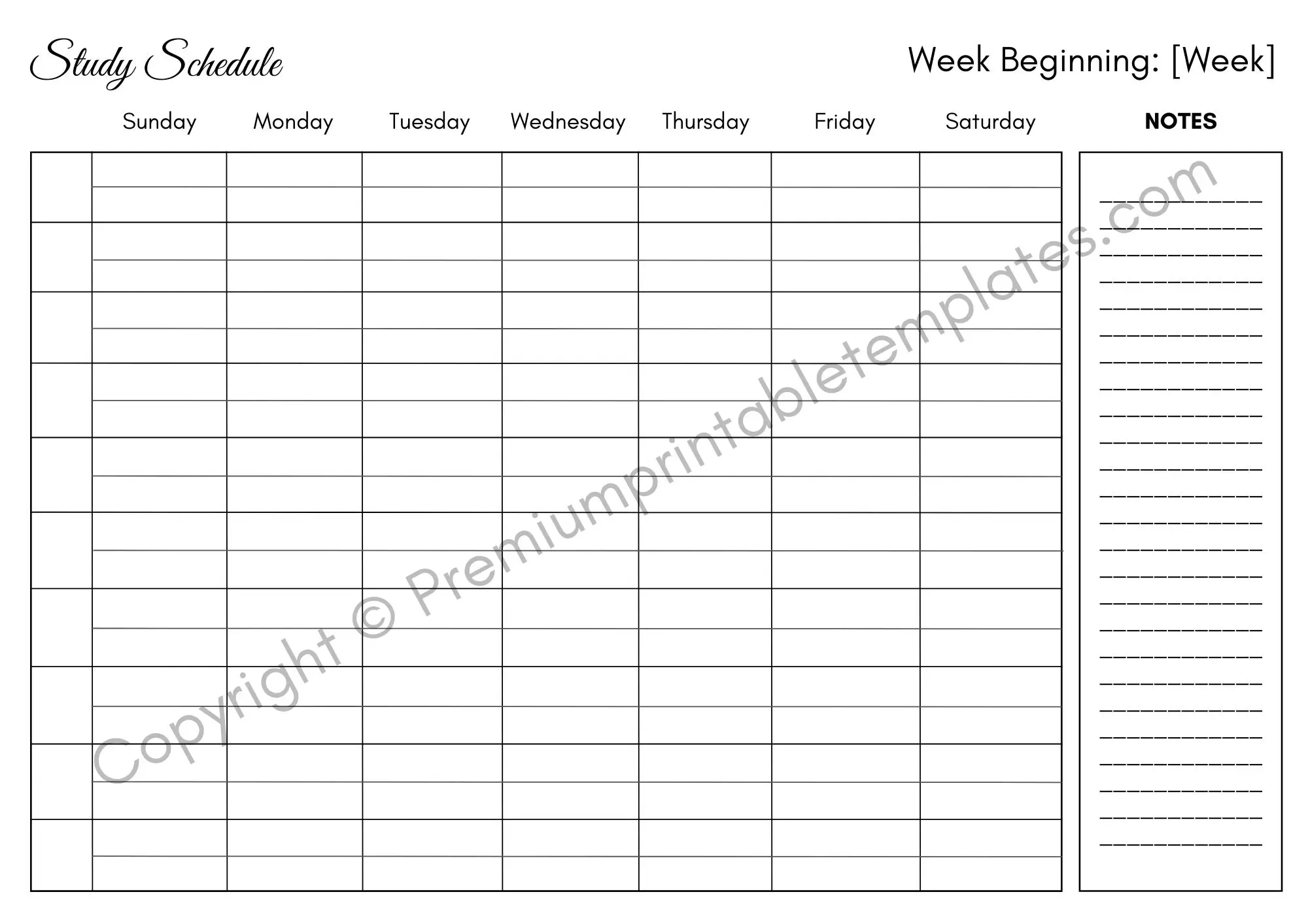 Weekly Study Schedule