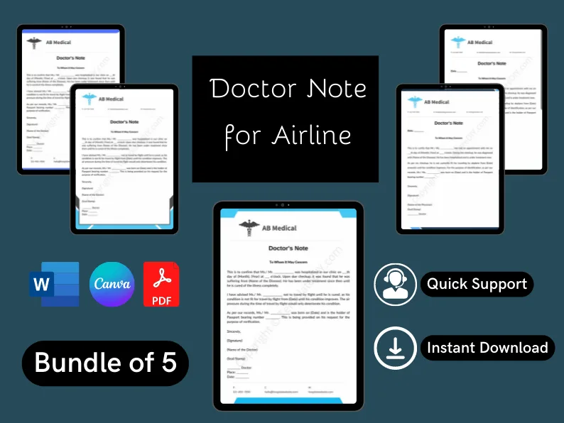 Sample Doctor Note for Airline