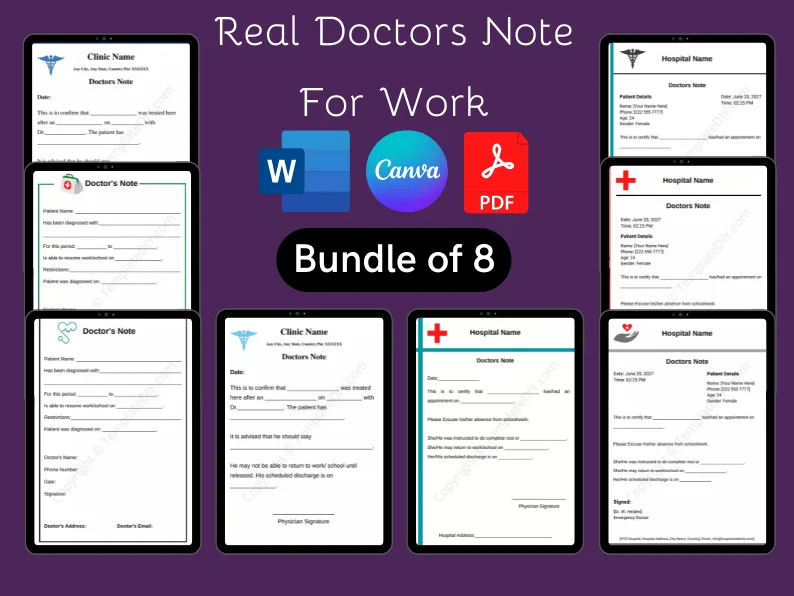 Printable Real Doctors Note for Work,
