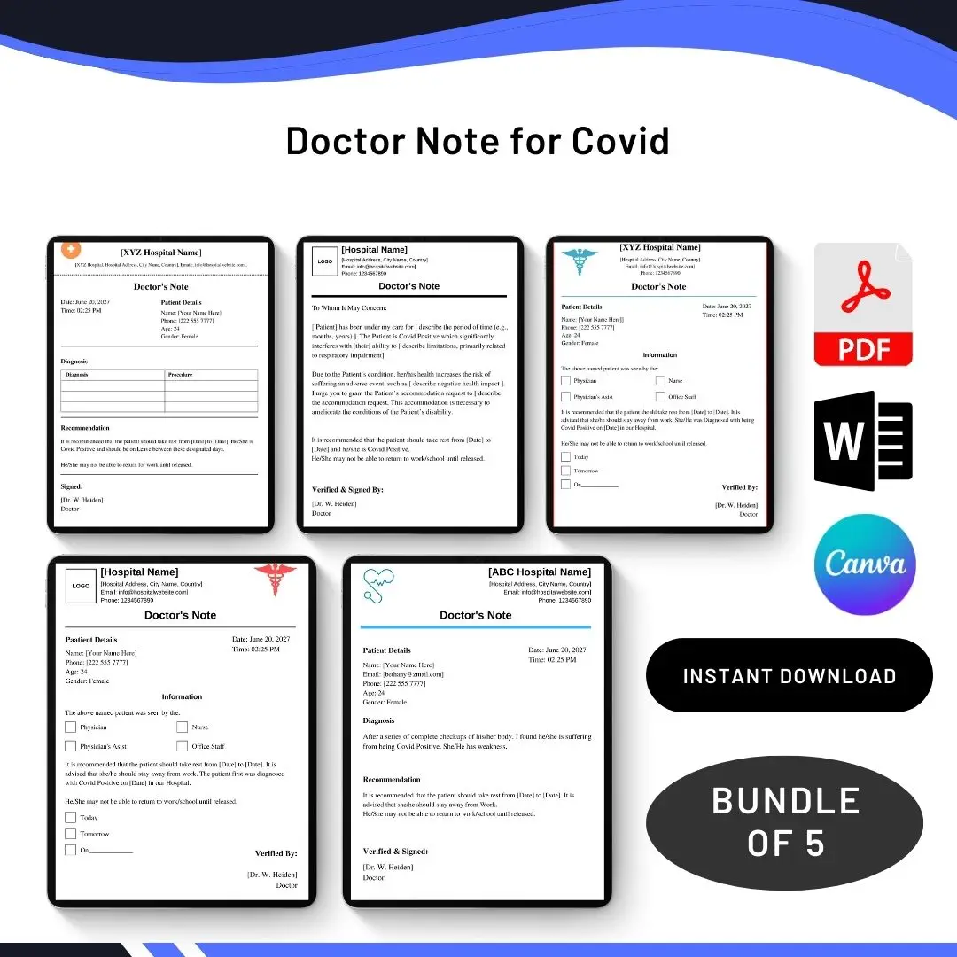 Doctor Note for Covid in PDF & Word