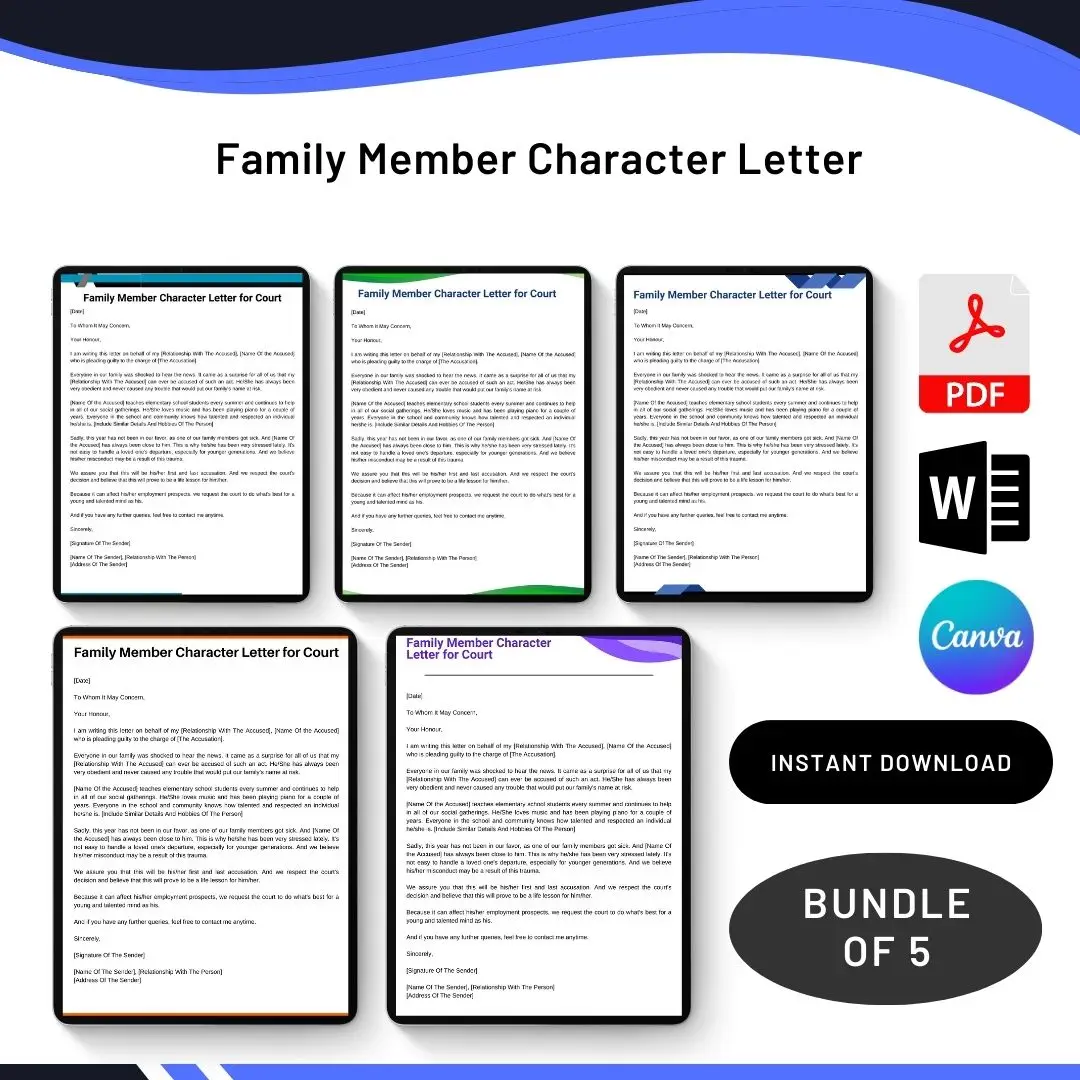 Family Member Character Letter in PDF & Word