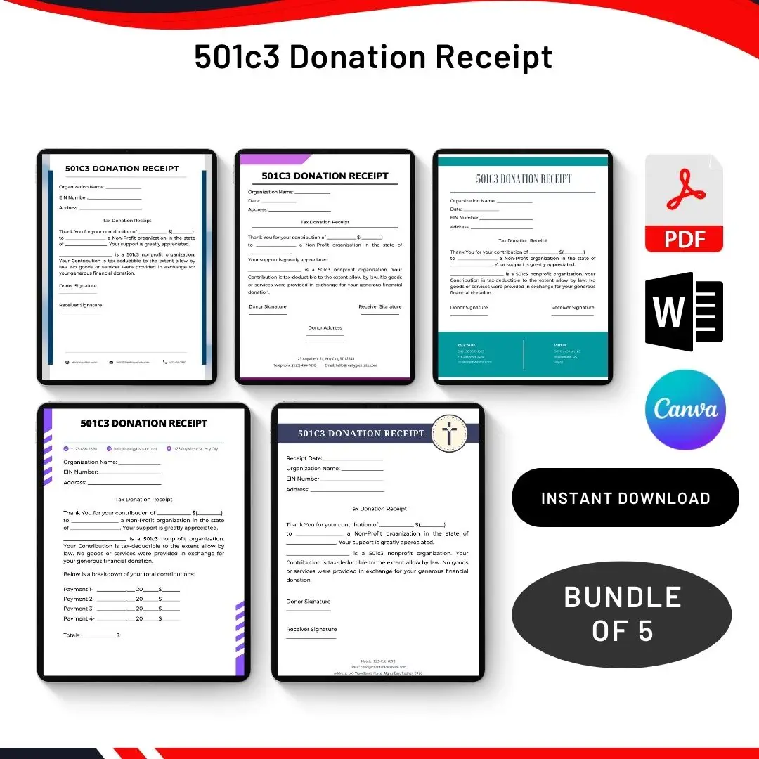 501c3 Donation Receipt in PDF & Word