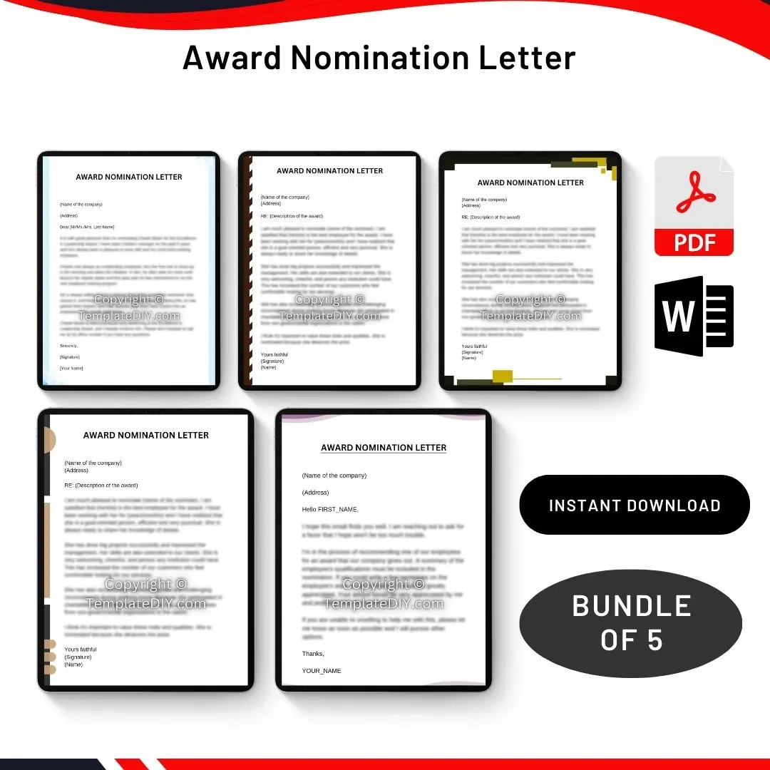 Award Nomination Letter in PDF & Word
