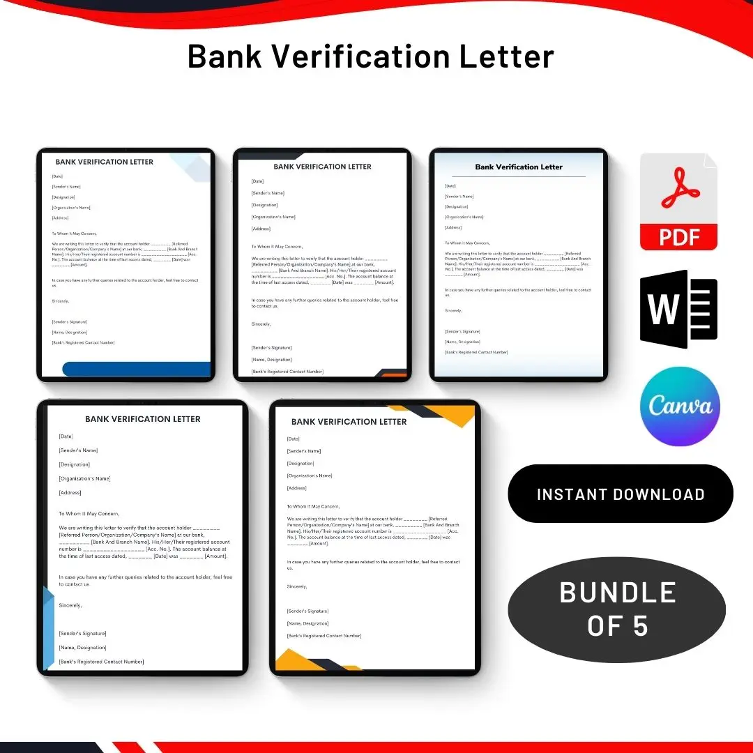 Bank Verification Letter in PDF & Word
