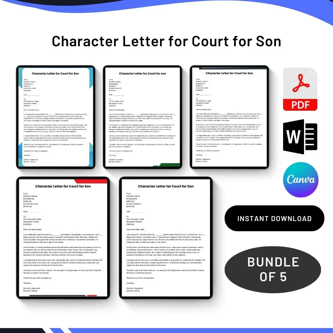 Character Letter for Court for Son in PDF & Word
