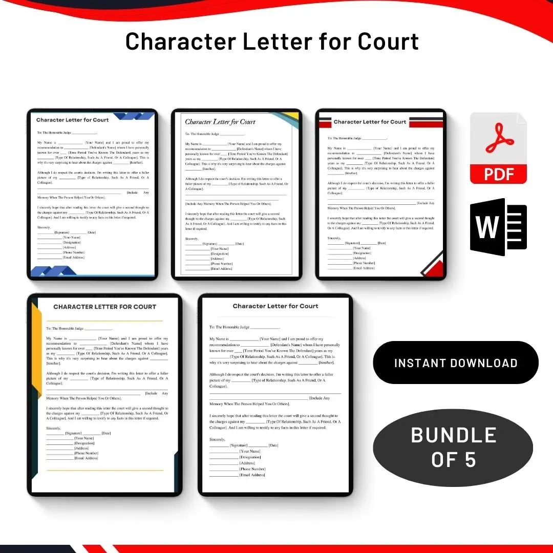 Character Letter for Court in PDF & Word