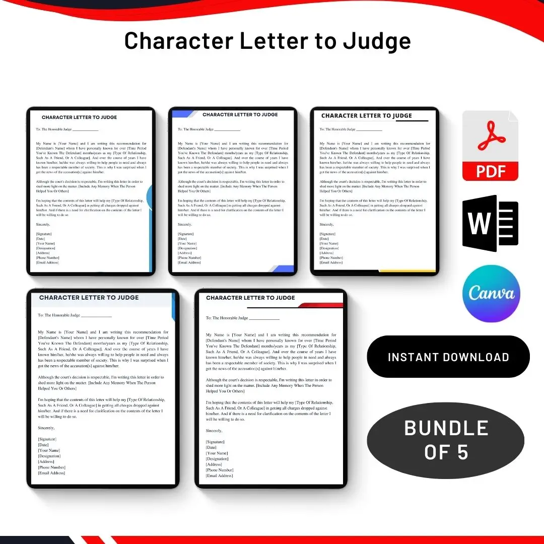 Character Letter to Judge in PDF & Word
