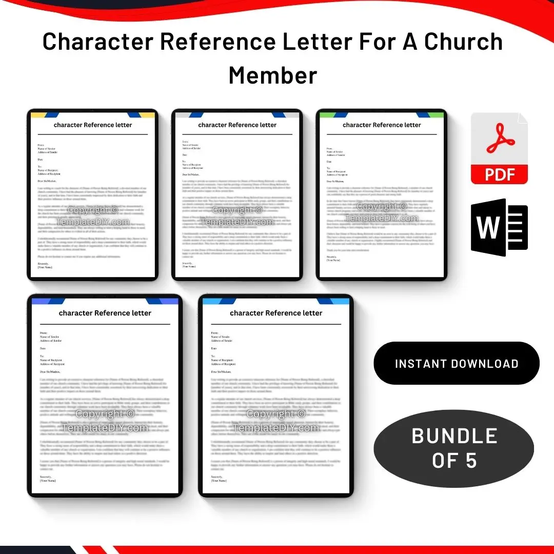 Character Reference Letter For A Church Member in PDF & Word