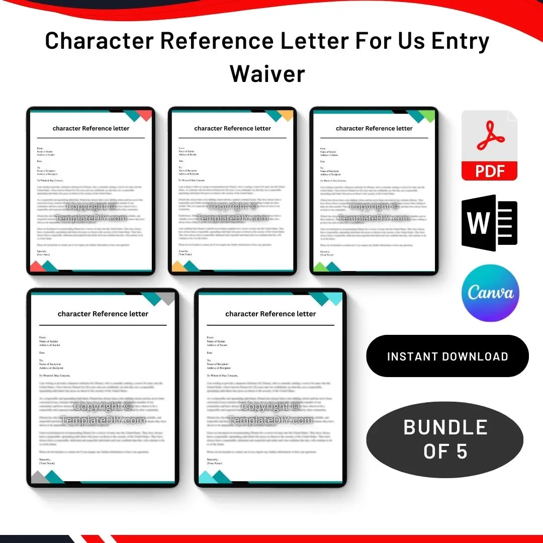 Character Reference Letter For Us Entry Waiver in PDF & Word