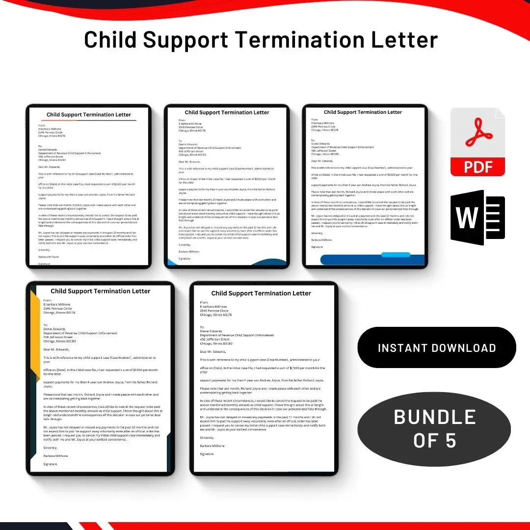 Child Support Termination Letter in PDF & Word