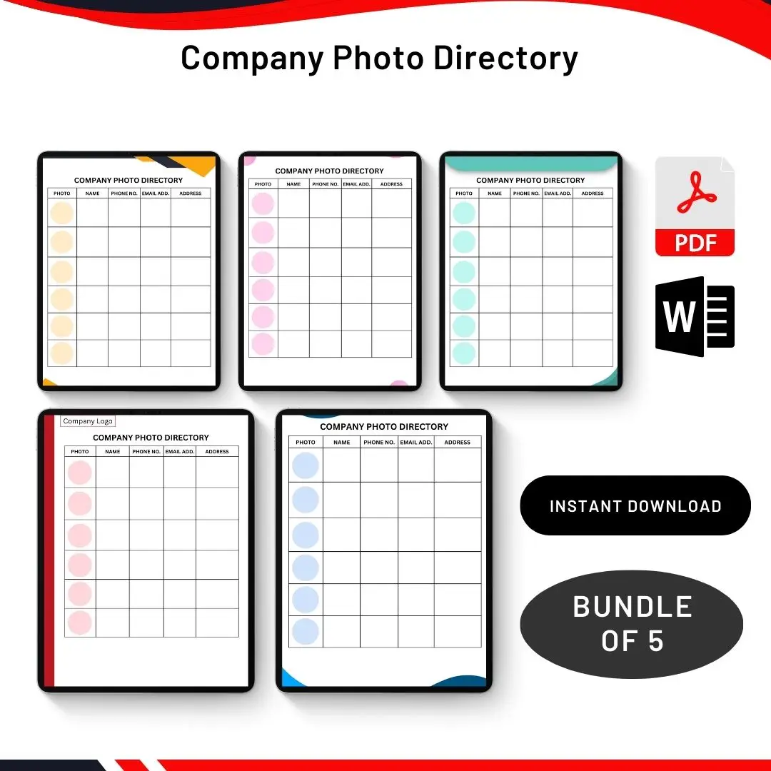 Company Photo Directory Template Printable in Pdf, Word & Excel