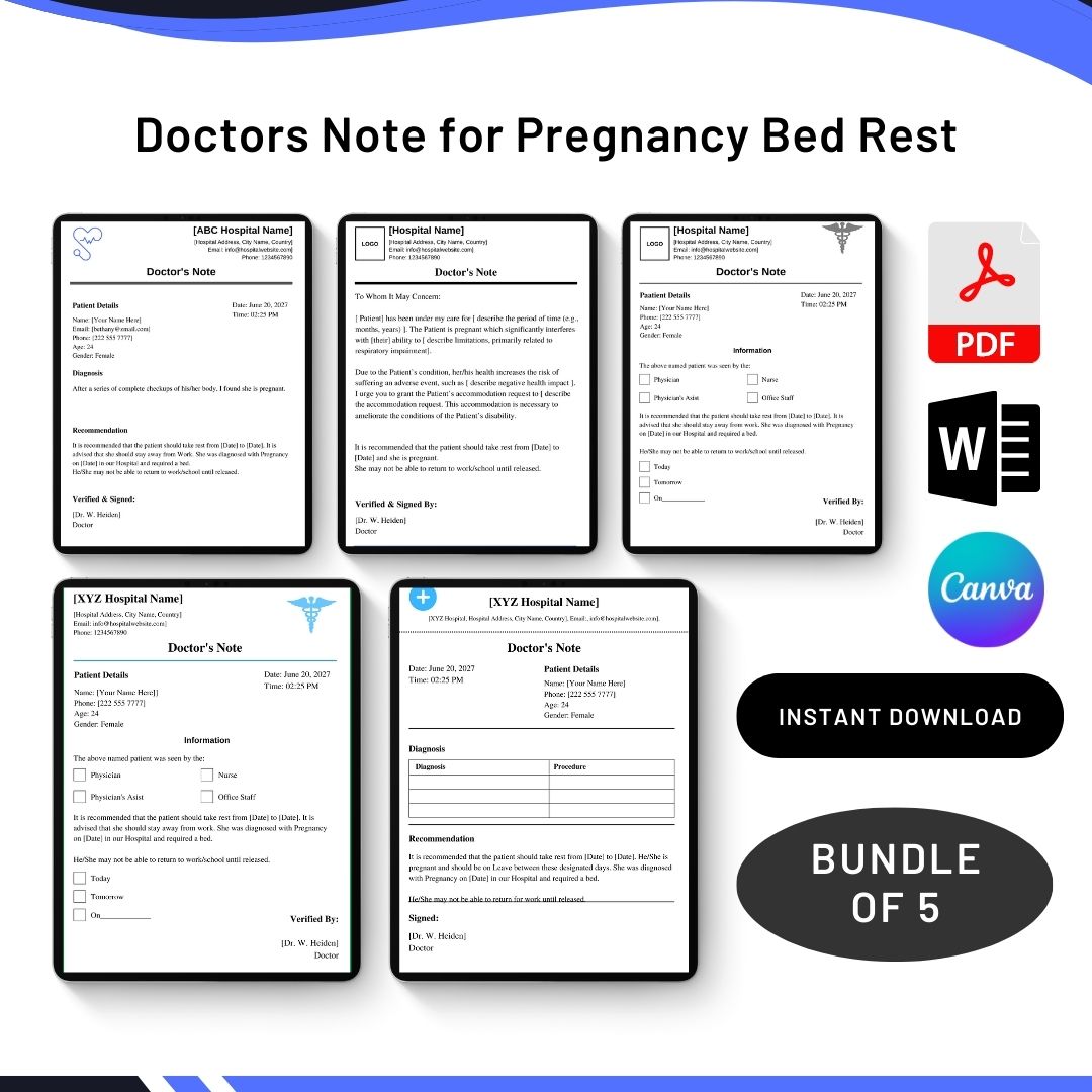 Doctors Note for Pregnancy Bed Rest in PDF & Word